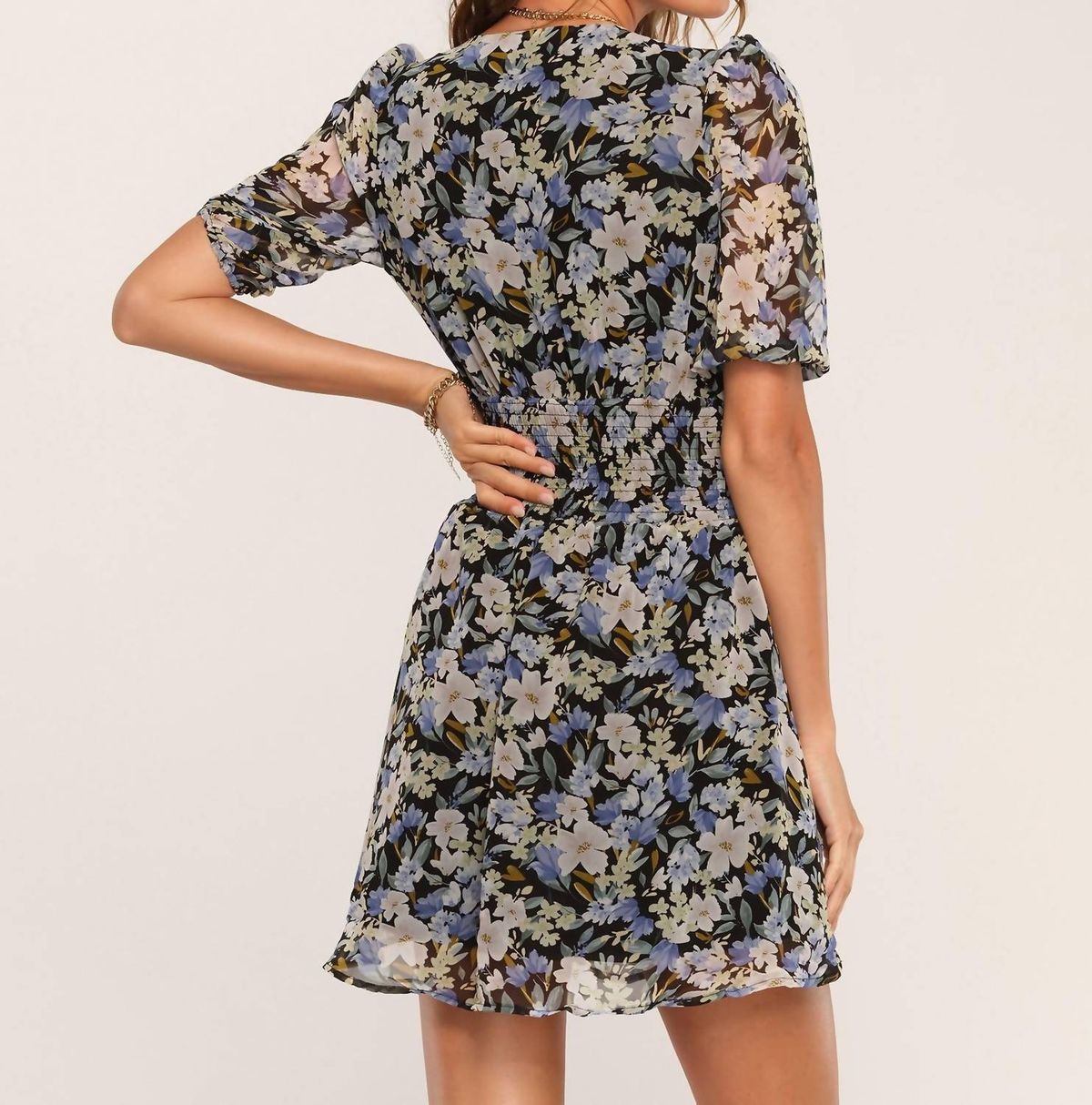 Style 1-2813125953-74 heartloom Size S Floral Blue Cocktail Dress on Queenly