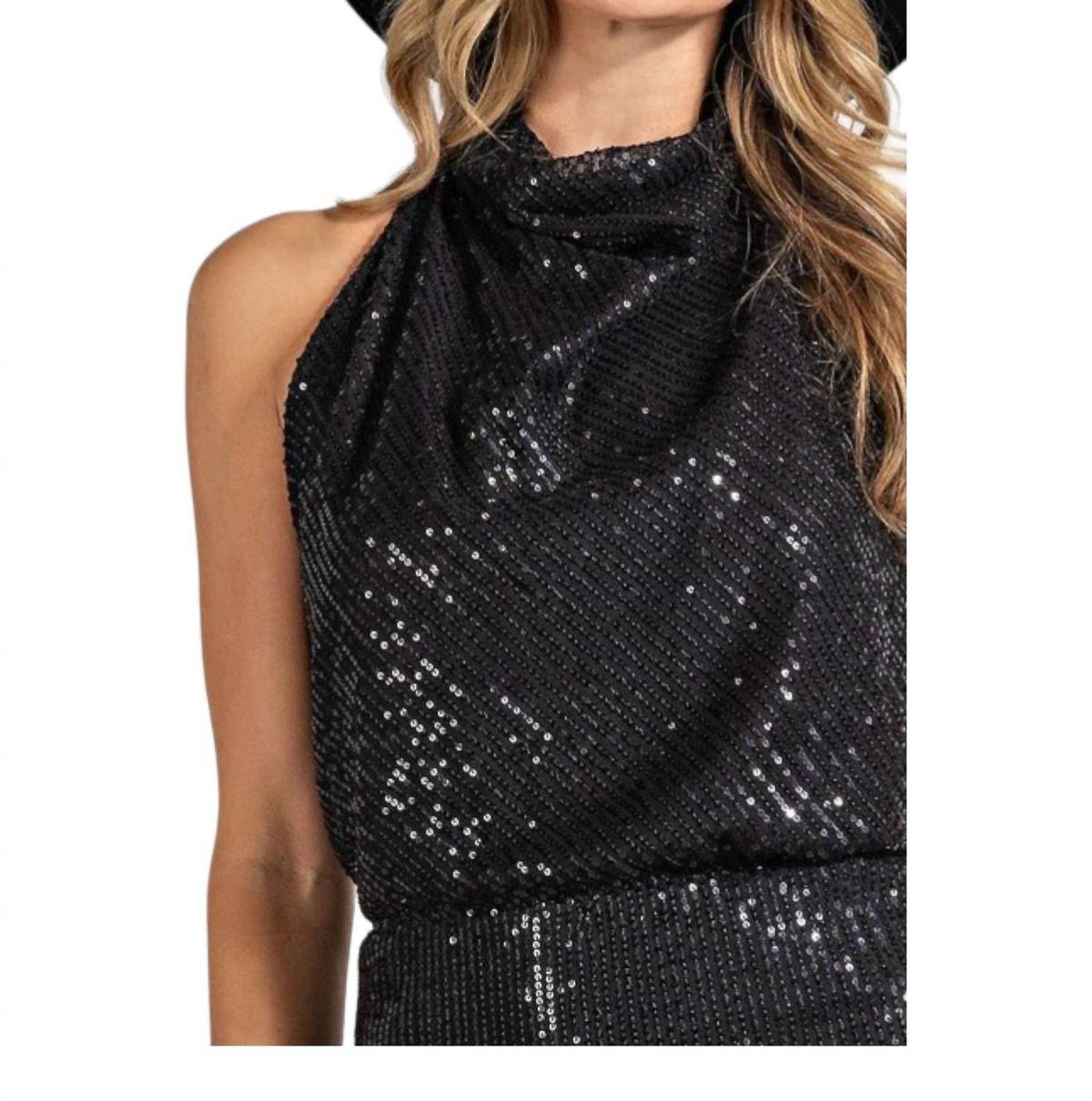 Style 1-3041812214-149 ee:some Size L Halter Black Cocktail Dress on Queenly