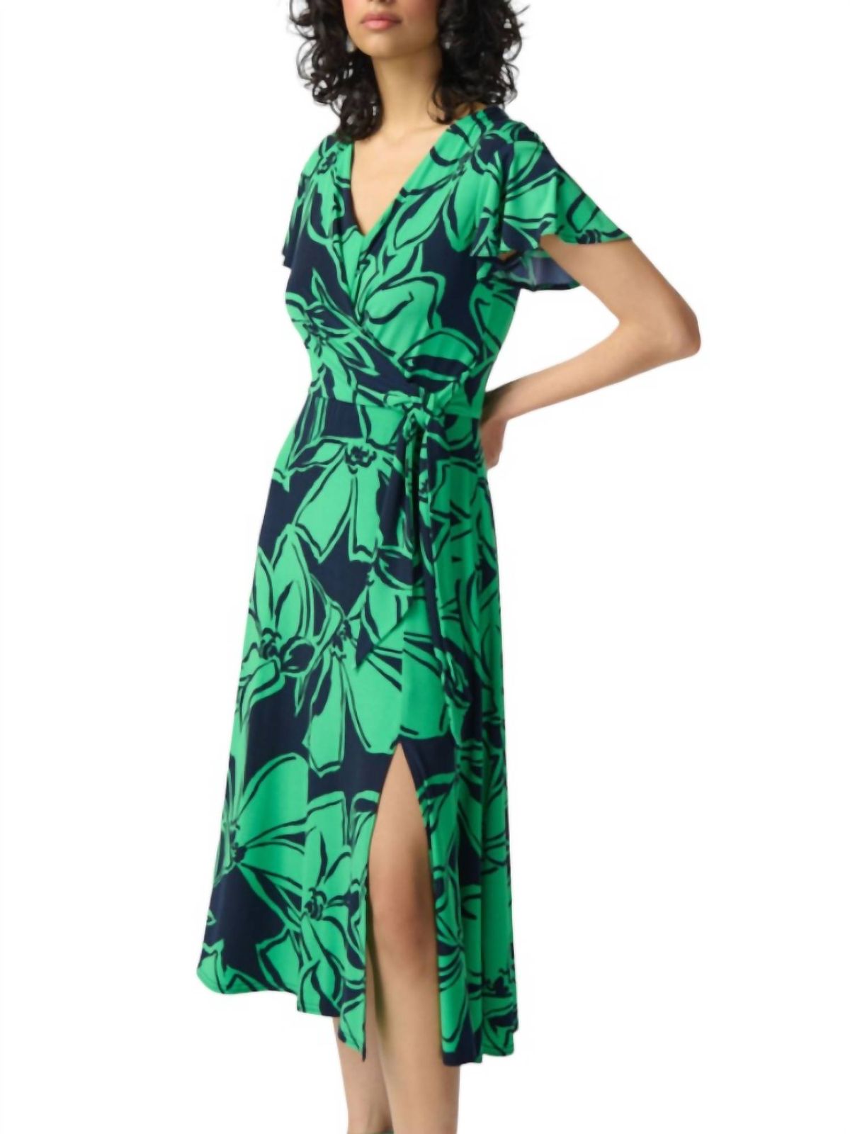 Style 1-3112235324-1498 Joseph Ribkoff Size 4 Satin Green Cocktail Dress on Queenly