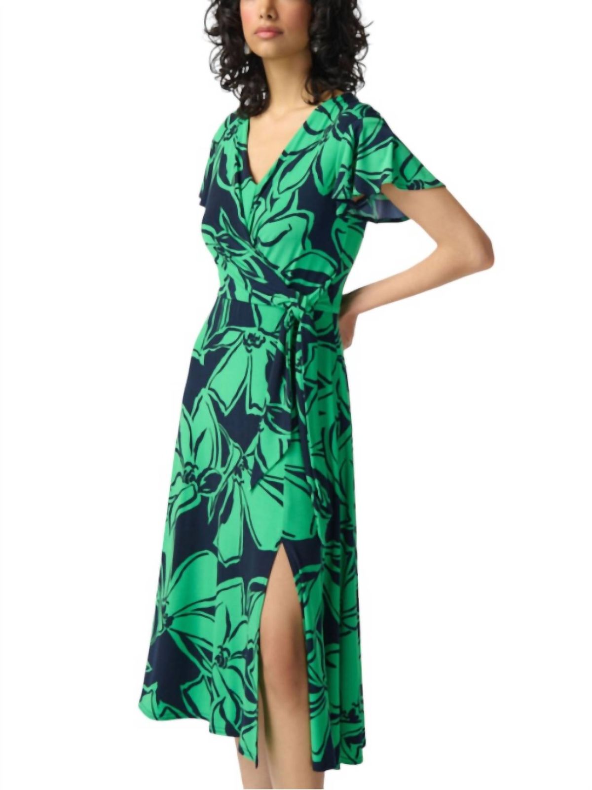 Style 1-3112235324-1498 Joseph Ribkoff Size 4 Satin Green Cocktail Dress on Queenly