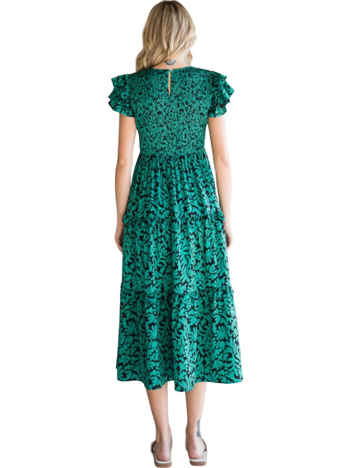 Style 1-3145778670-74 Jodifl Size S Cap Sleeve Floral Green Cocktail Dress on Queenly