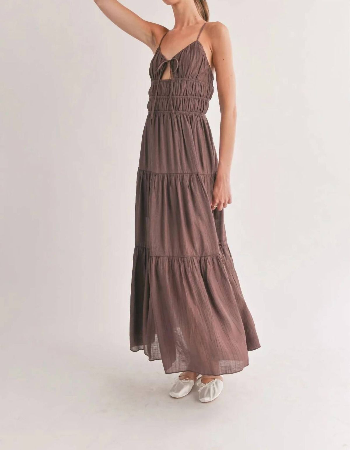 Style 1-3675903093-149 SAGE THE LABEL Size L Brown Floor Length Maxi on Queenly