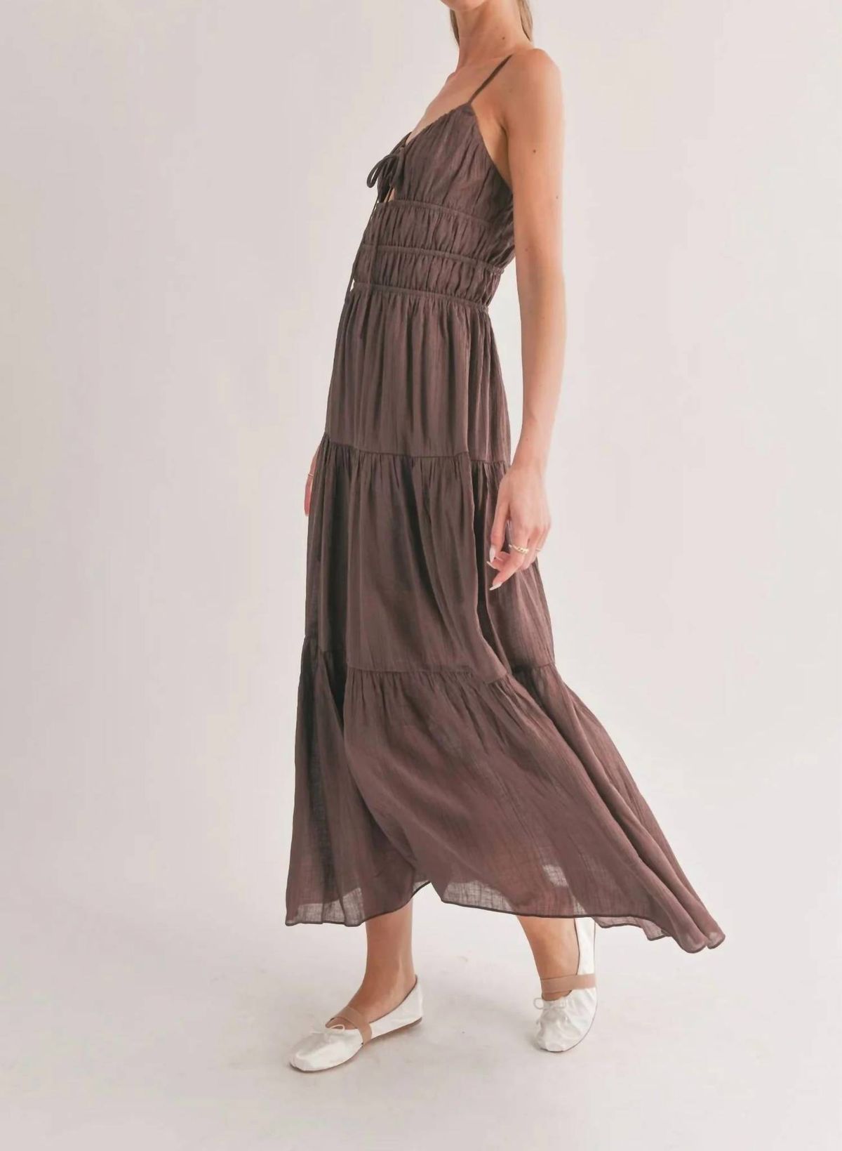 Style 1-3675903093-149 SAGE THE LABEL Size L Brown Floor Length Maxi on Queenly