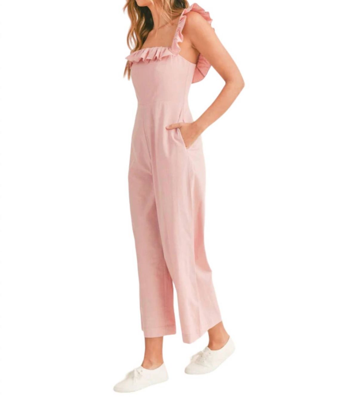 Style 1-4019375742-149 MABLE Size L Pink Formal Jumpsuit on Queenly