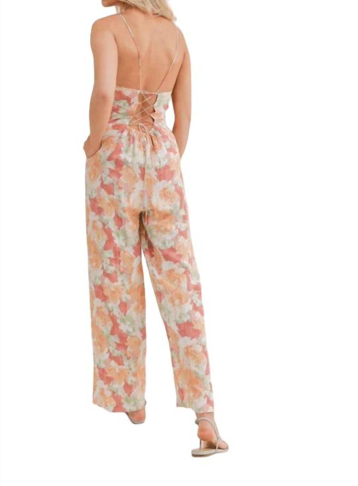 Style 1-4205529164-74 SAGE THE LABEL Size S Floral Orange Formal Jumpsuit on Queenly