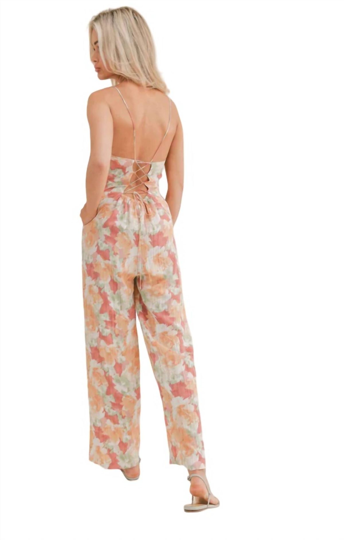 Style 1-4205529164-74 SAGE THE LABEL Size S Floral Orange Formal Jumpsuit on Queenly