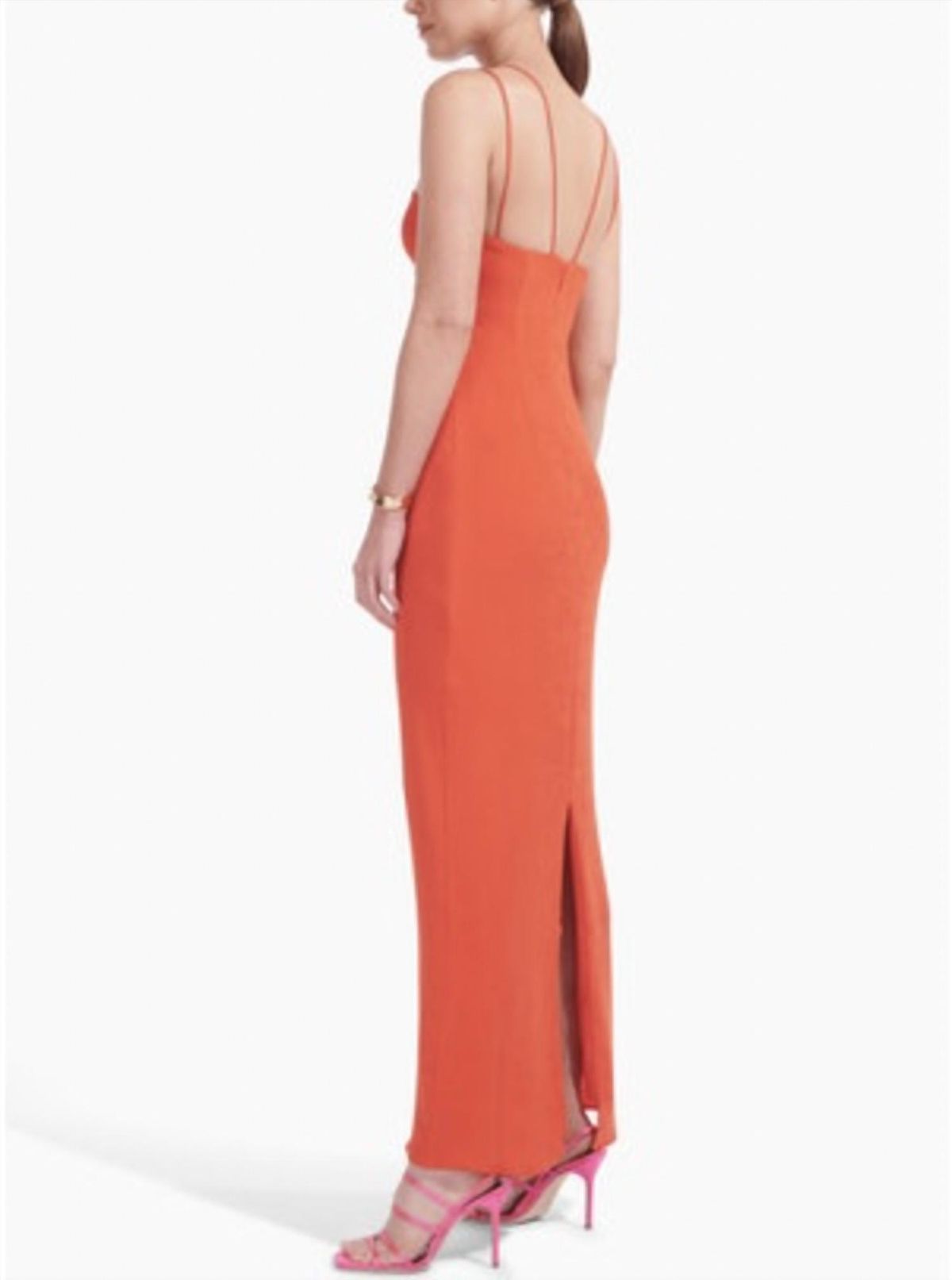 Style 1-561364967-1901 STAUD Size 6 Halter Orange Floor Length Maxi on Queenly