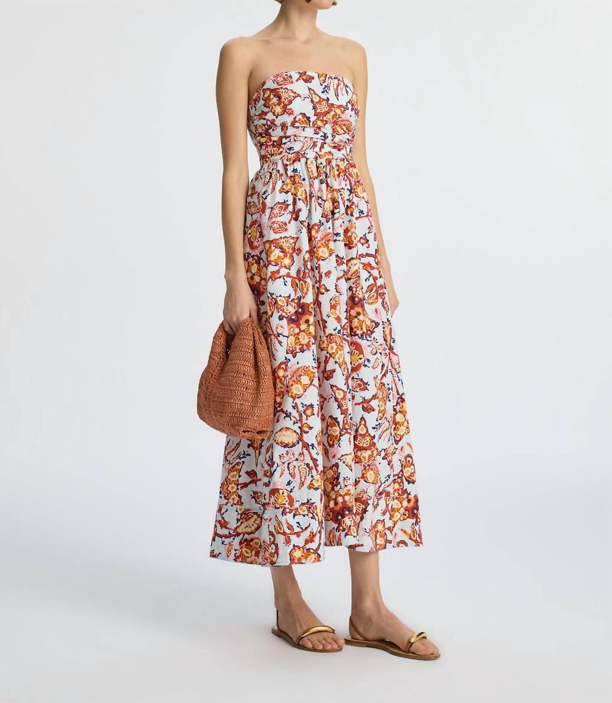 Style 1-752989752-1901 A.L.C. Size 6 Strapless Floral Orange Cocktail Dress on Queenly