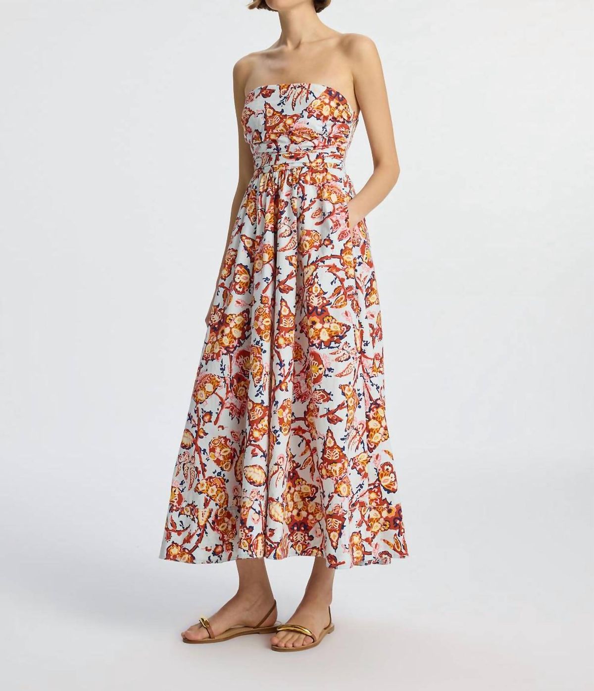 Style 1-752989752-1901 A.L.C. Size 6 Strapless Floral Orange Cocktail Dress on Queenly