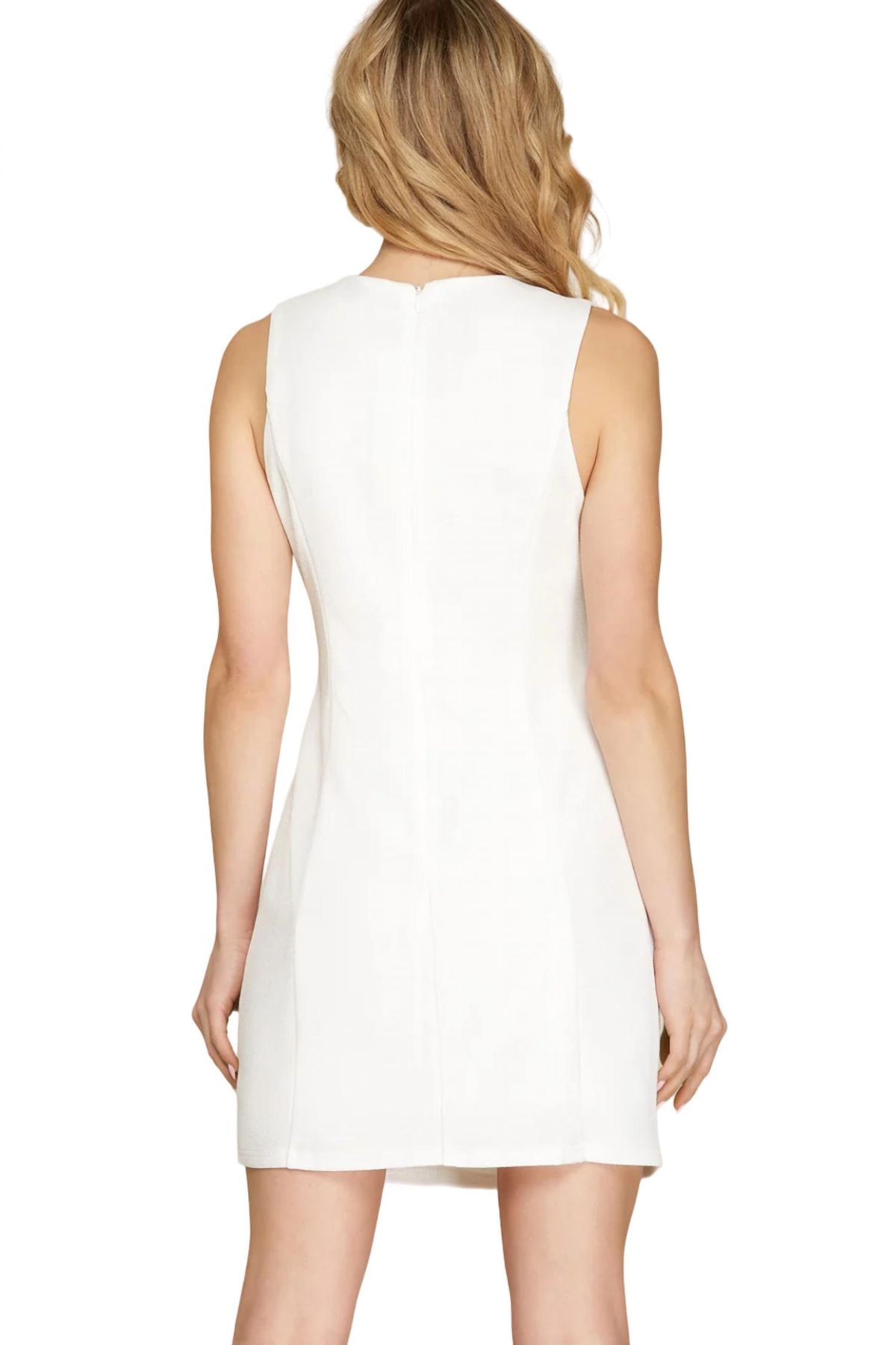 Style 1-787604771-892 SHE + SKY Size M White Cocktail Dress on Queenly