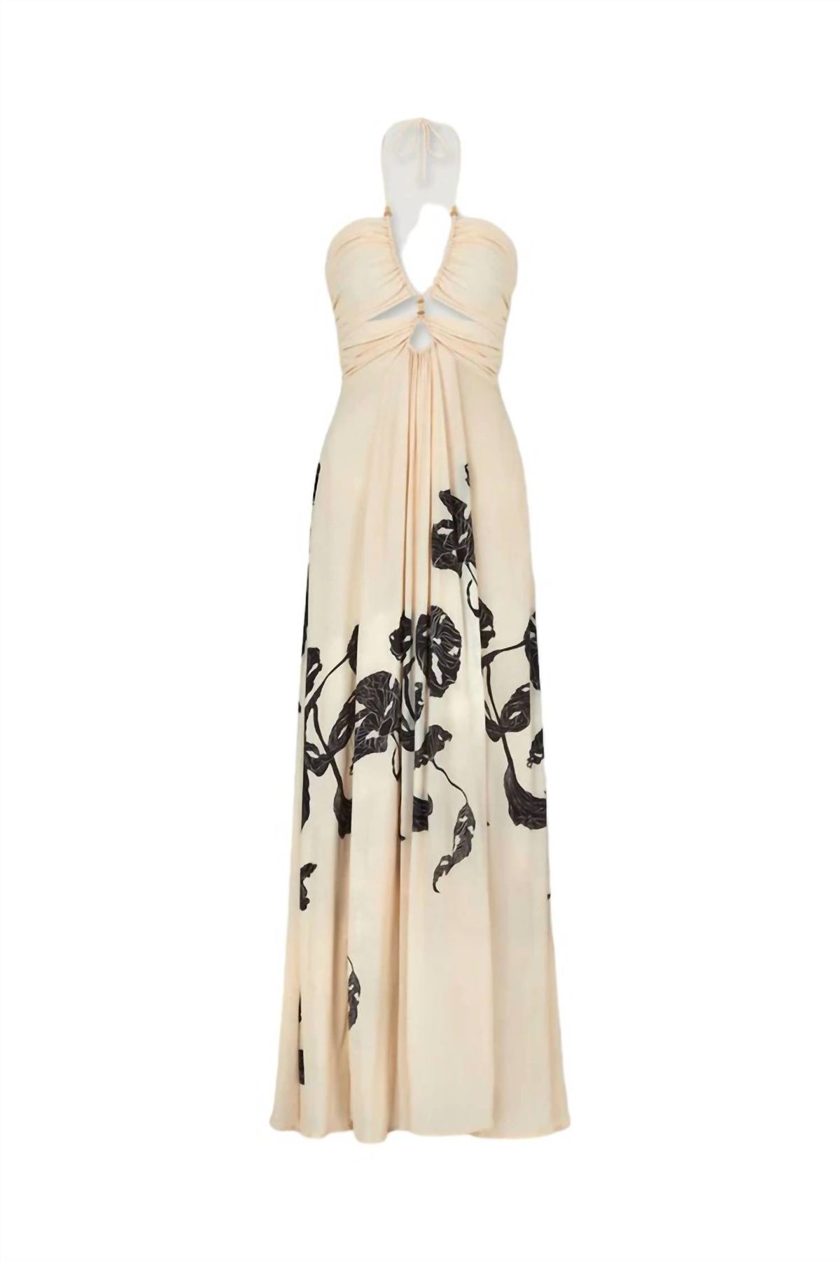 Style 1-943420458-149 MAGALI PASCAL Size L Halter Satin Nude Floor Length Maxi on Queenly