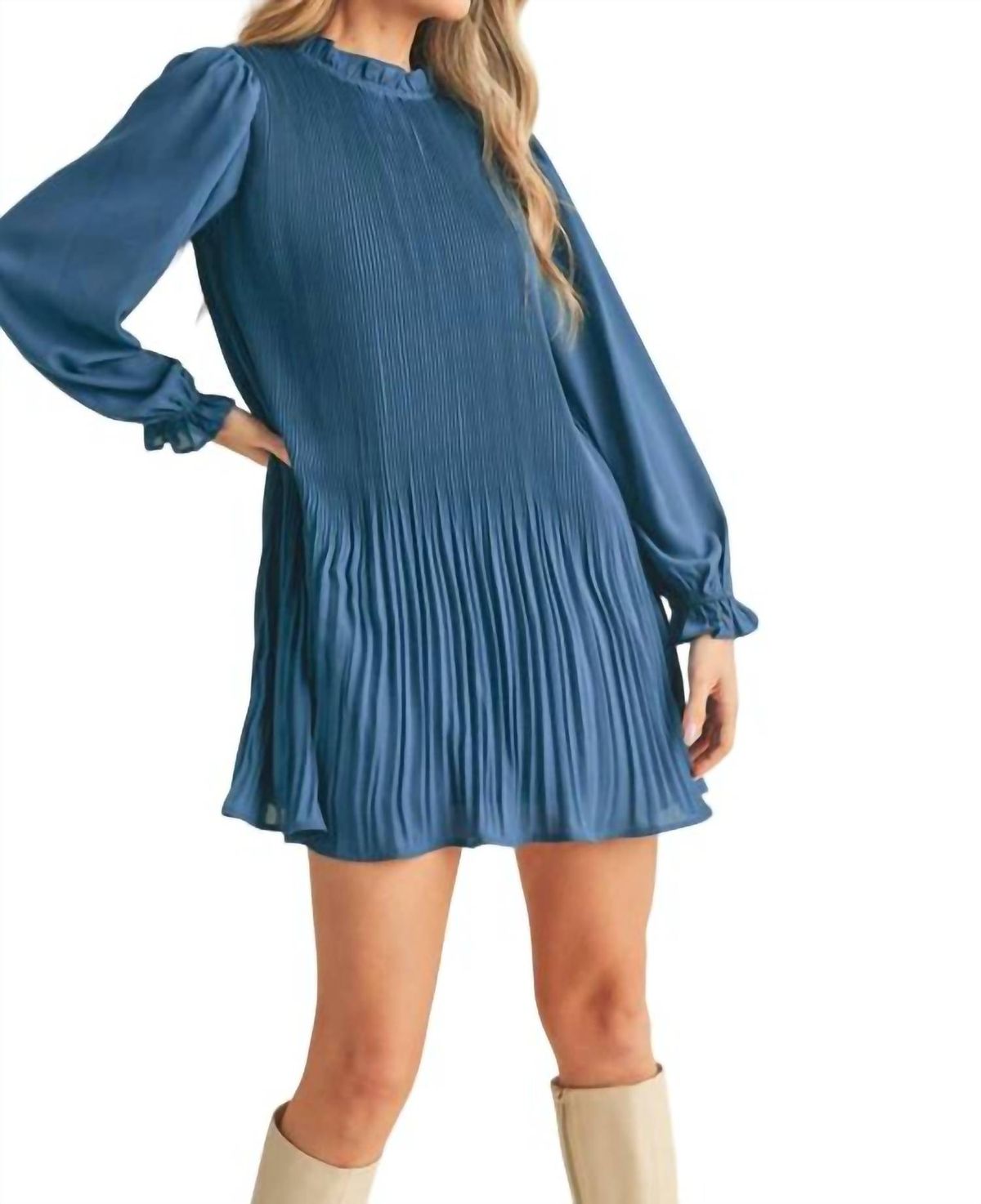 Style 1-9869887-74 &merci Size S Long Sleeve Blue Cocktail Dress on Queenly