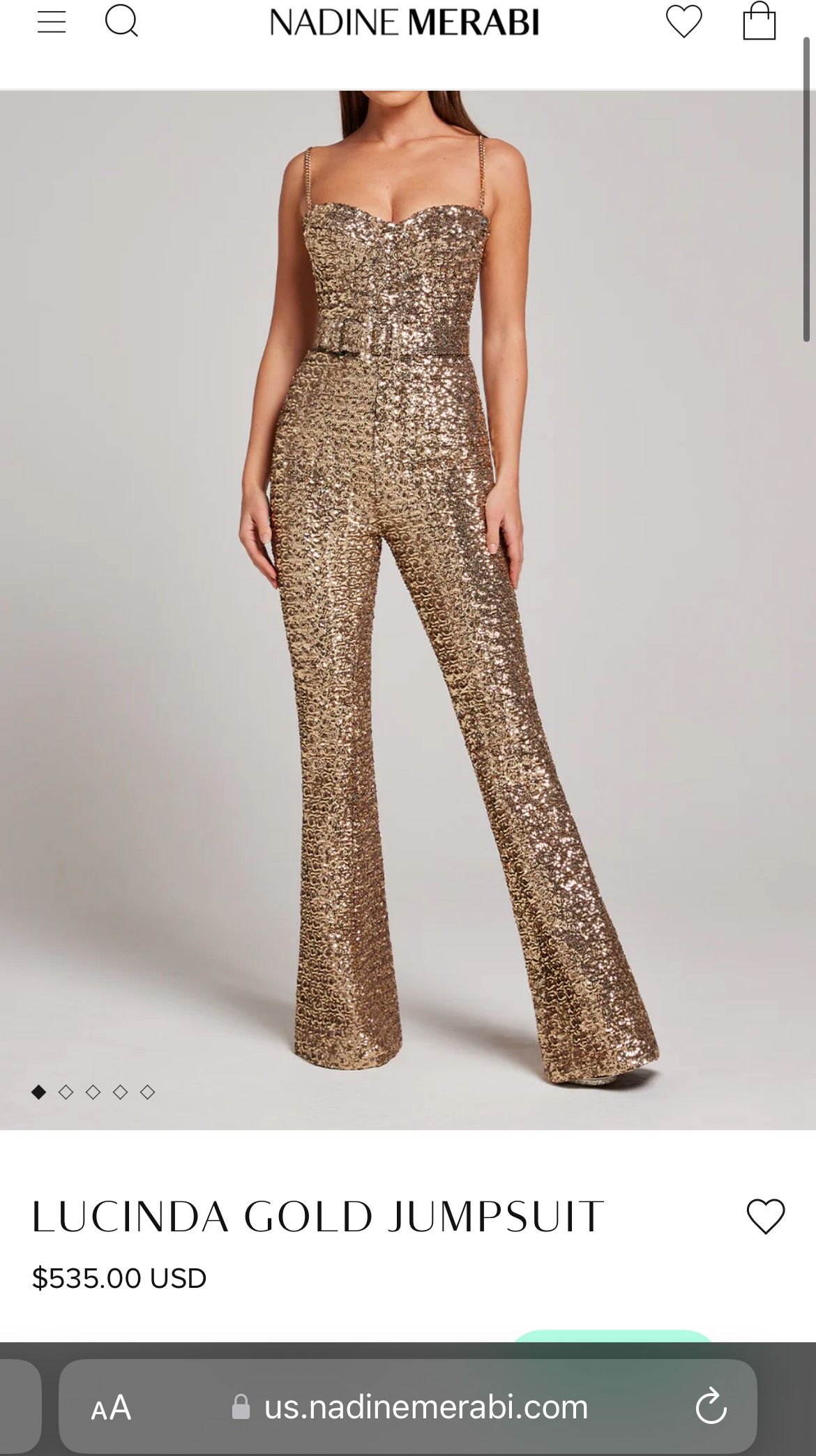 Nadine Merabi Size 0 Prom Gold Formal Jumpsuit on Queenly