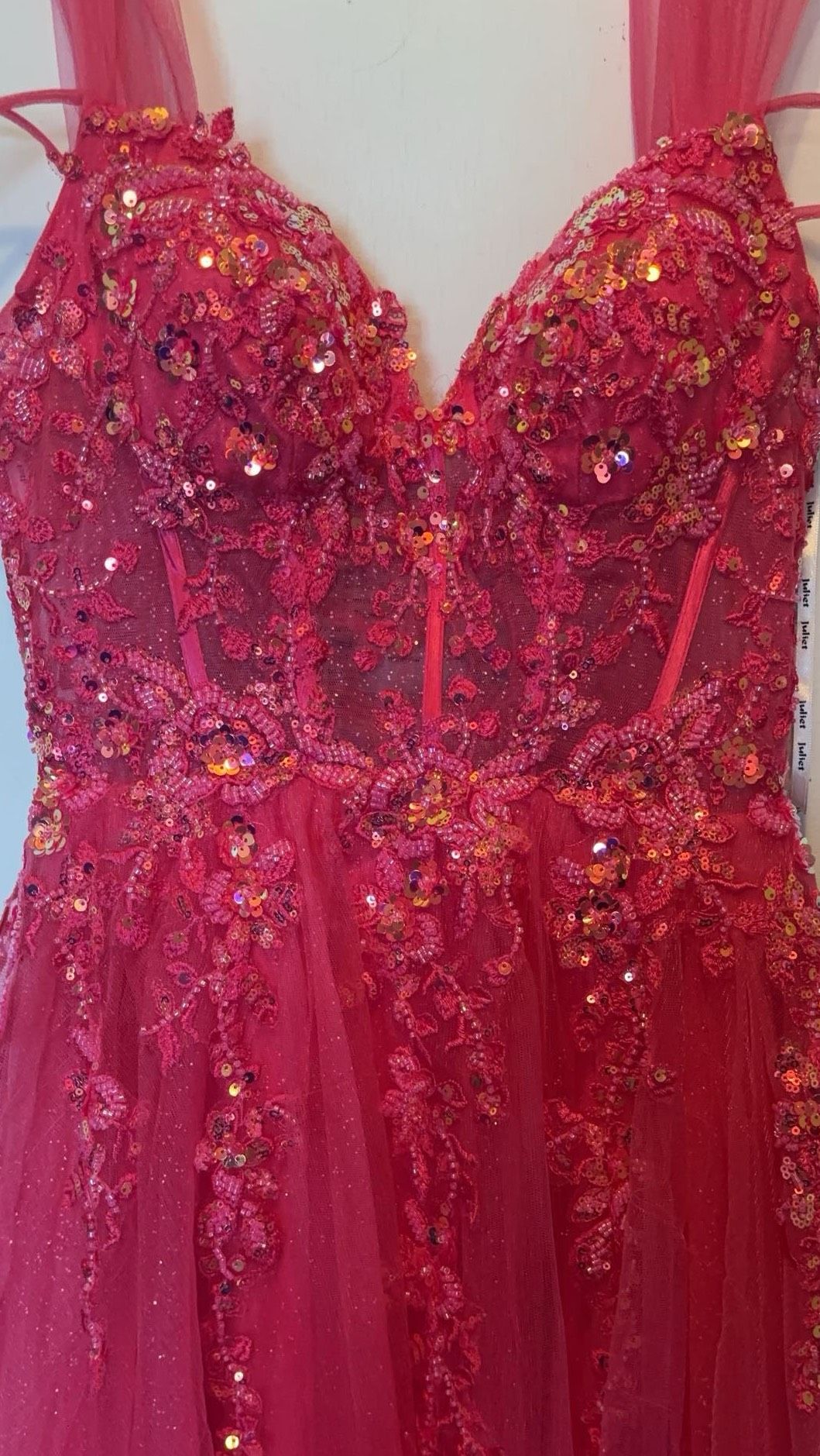 Size M Prom Plunge Lace Pink Floor Length Maxi on Queenly