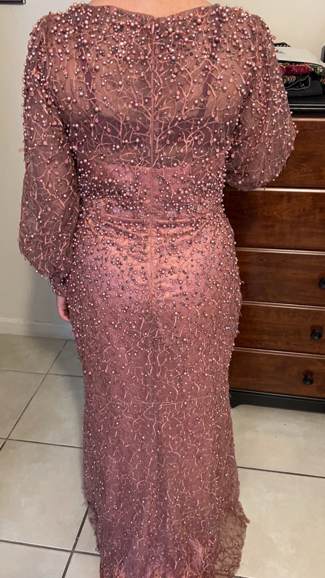 Size 8 Prom Long Sleeve Pink A-line Dress on Queenly