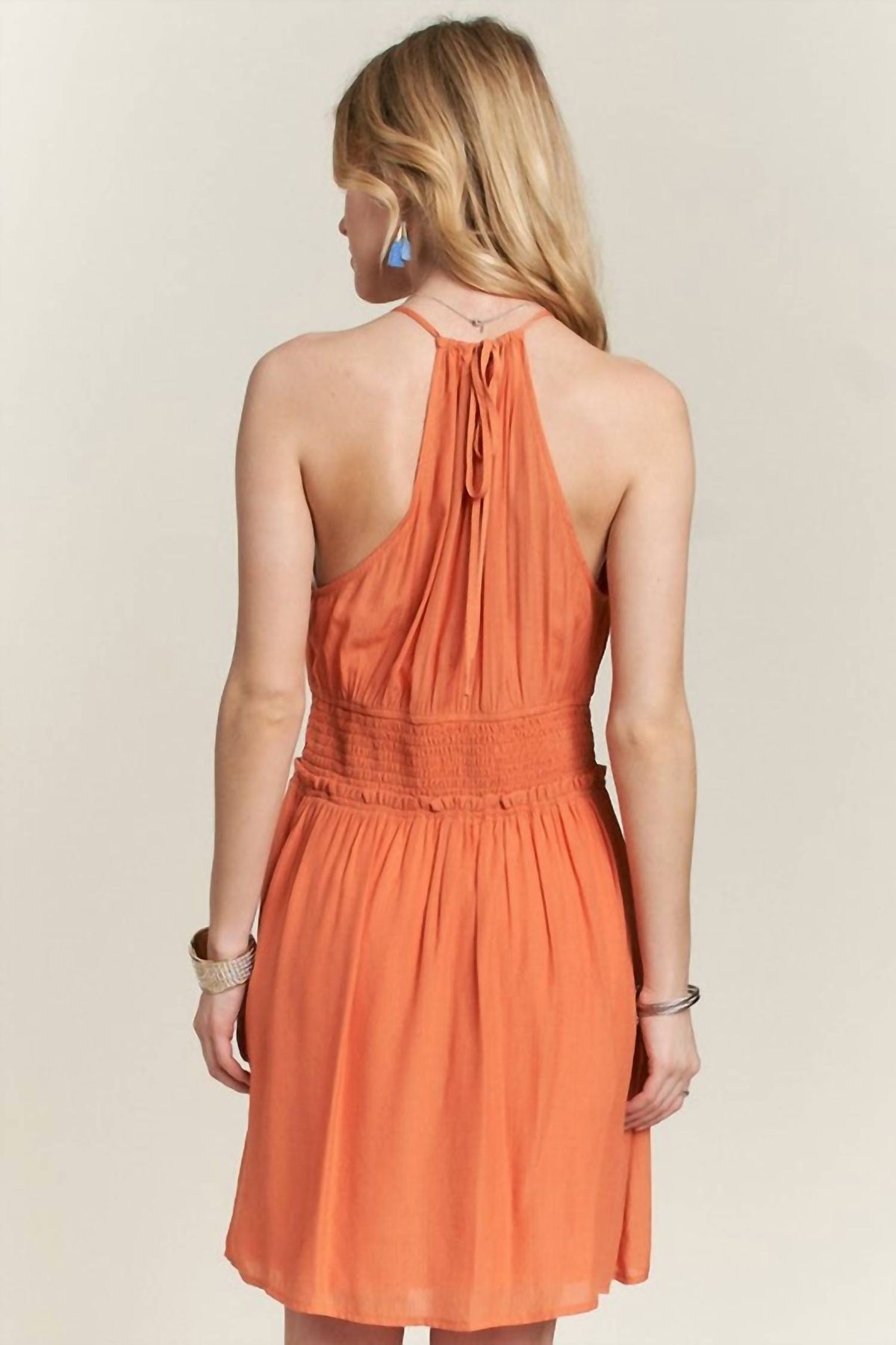 Style 1-3703595944-149 ADORA Size L Halter Orange Cocktail Dress on Queenly