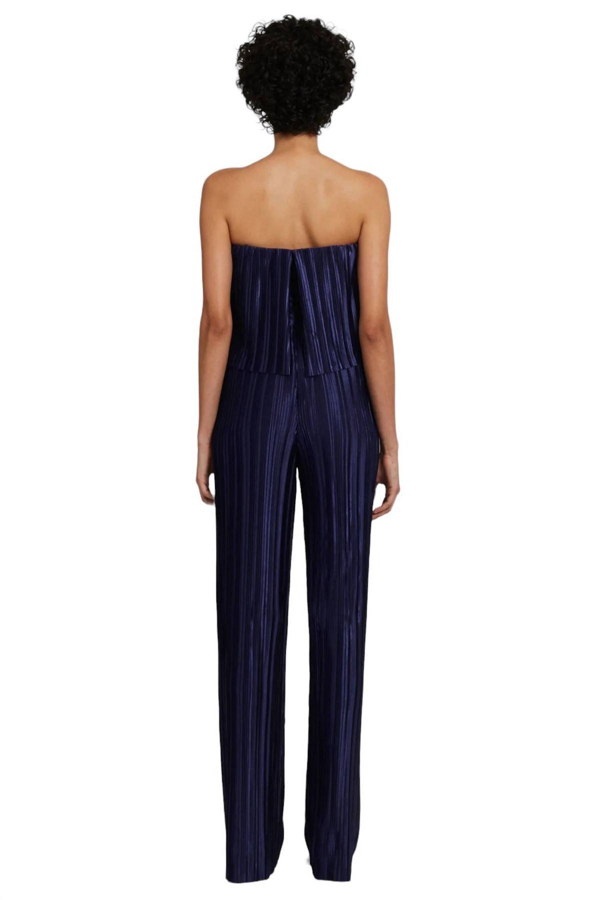 Style 1-1362254156-149 Amanda Uprichard Size L Prom Strapless Navy Blue Formal Jumpsuit on Queenly