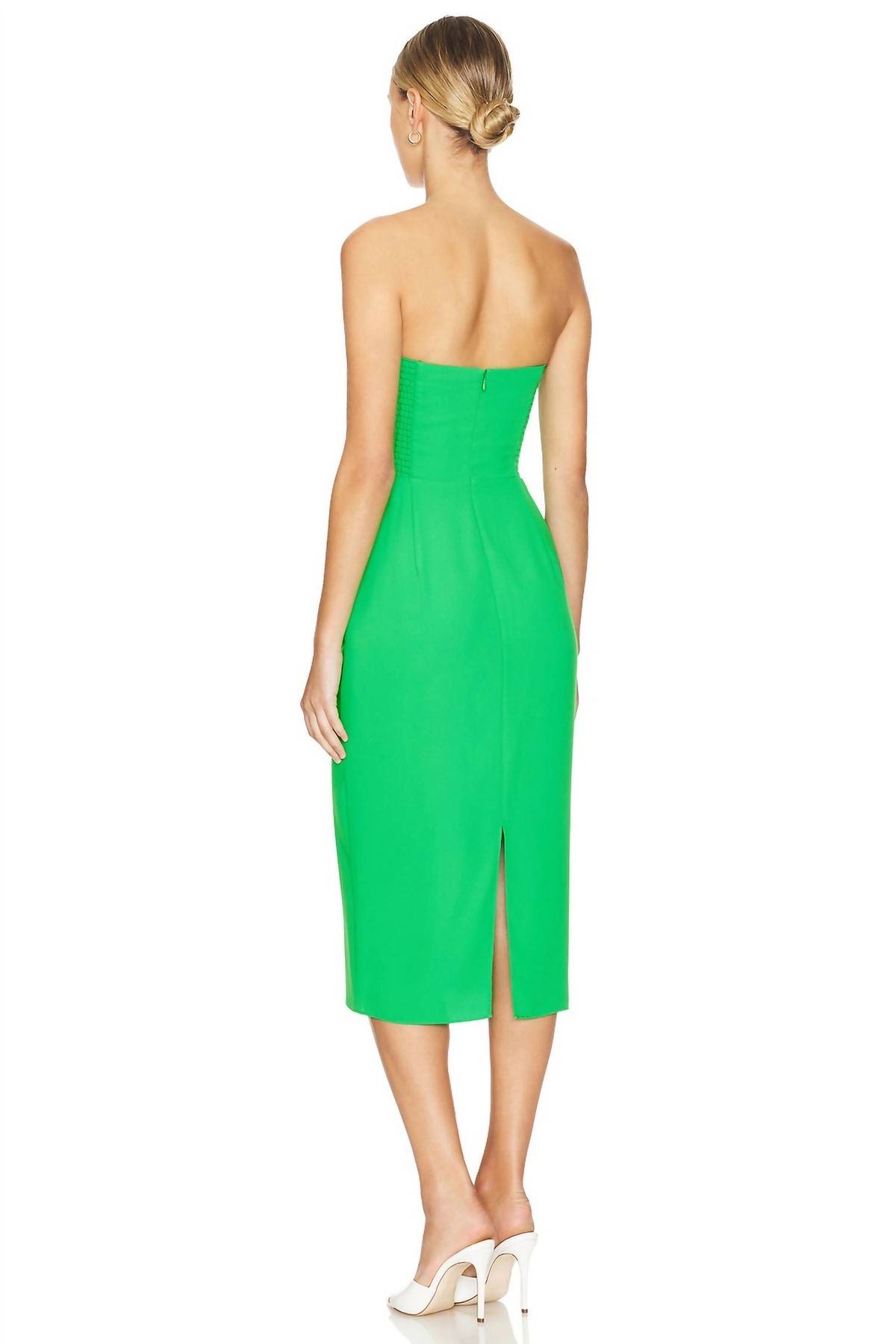 Style 1-2072468240-892 Amanda Uprichard Size M Strapless Satin Green Cocktail Dress on Queenly