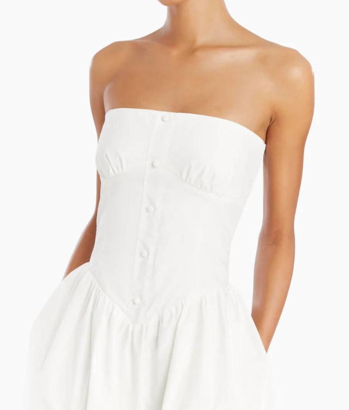 Style 1-2214309041-70 Amanda Uprichard Size XS Strapless White Cocktail Dress on Queenly