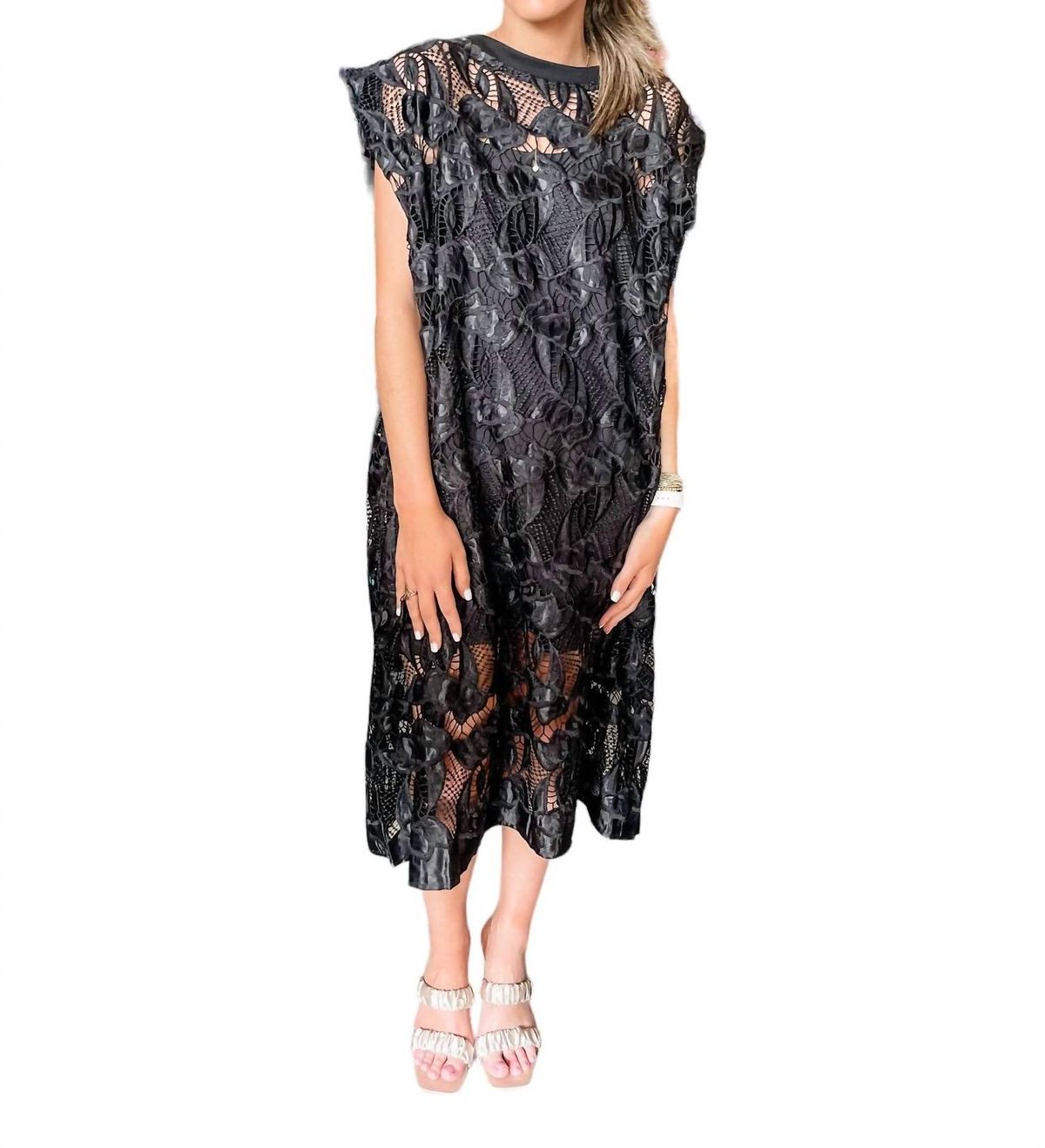 Style 1-2034101723-149 BEULAHSTYLE Size L Lace Black Cocktail Dress on Queenly