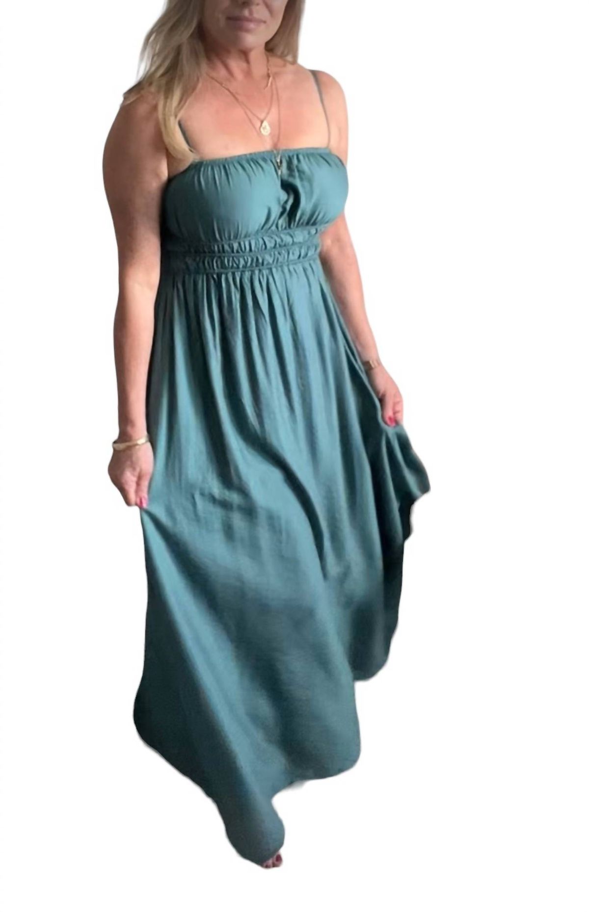 Style 1-2159697303-74 Blu Pepper Size S Green Floor Length Maxi on Queenly