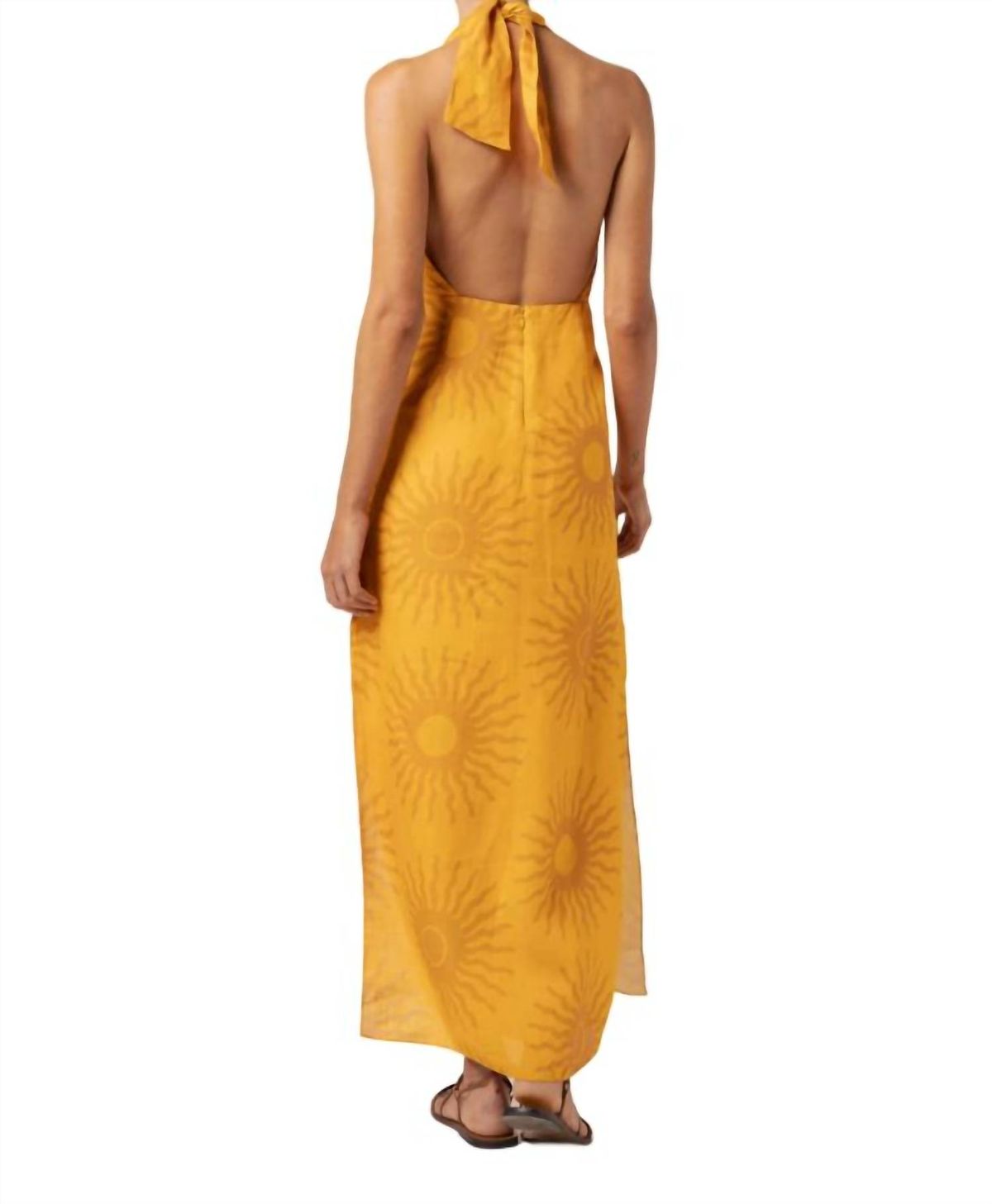 Style 1-3352037711-892 Cala de la Cruz Size M Halter Yellow Floor Length Maxi on Queenly