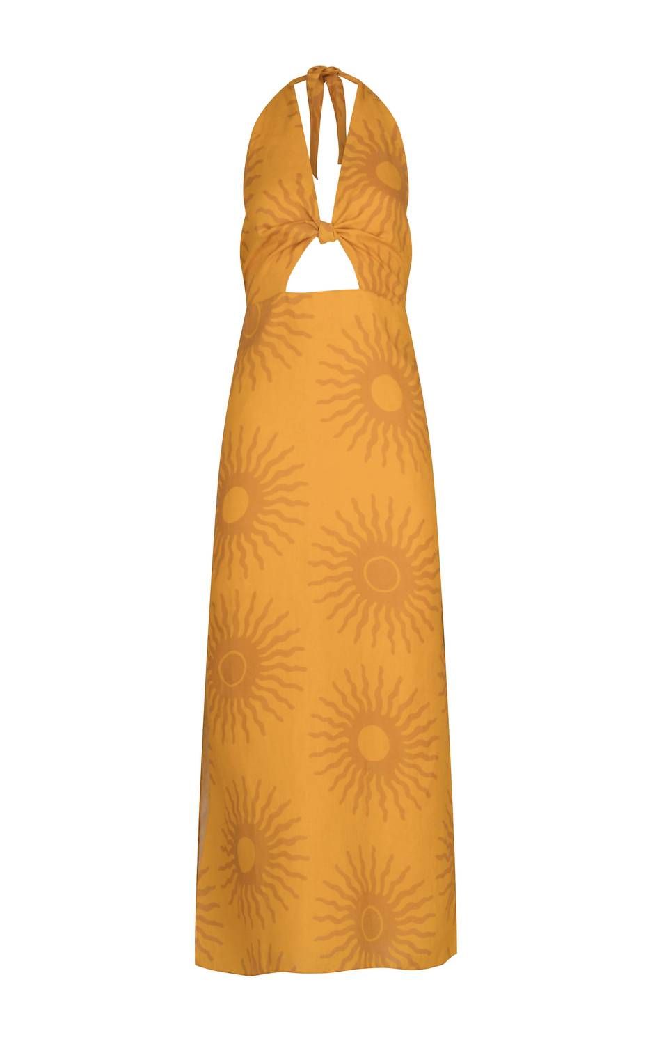 Style 1-3352037711-892 Cala de la Cruz Size M Halter Yellow Floor Length Maxi on Queenly