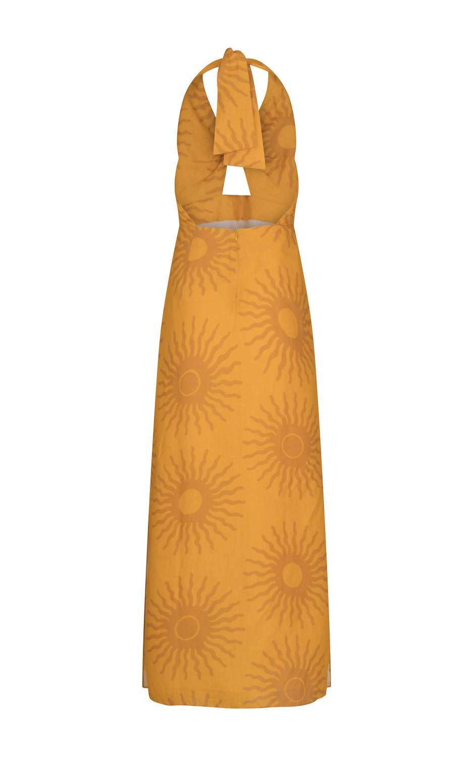 Style 1-3352037711-892 Cala de la Cruz Size M Halter Yellow Floor Length Maxi on Queenly