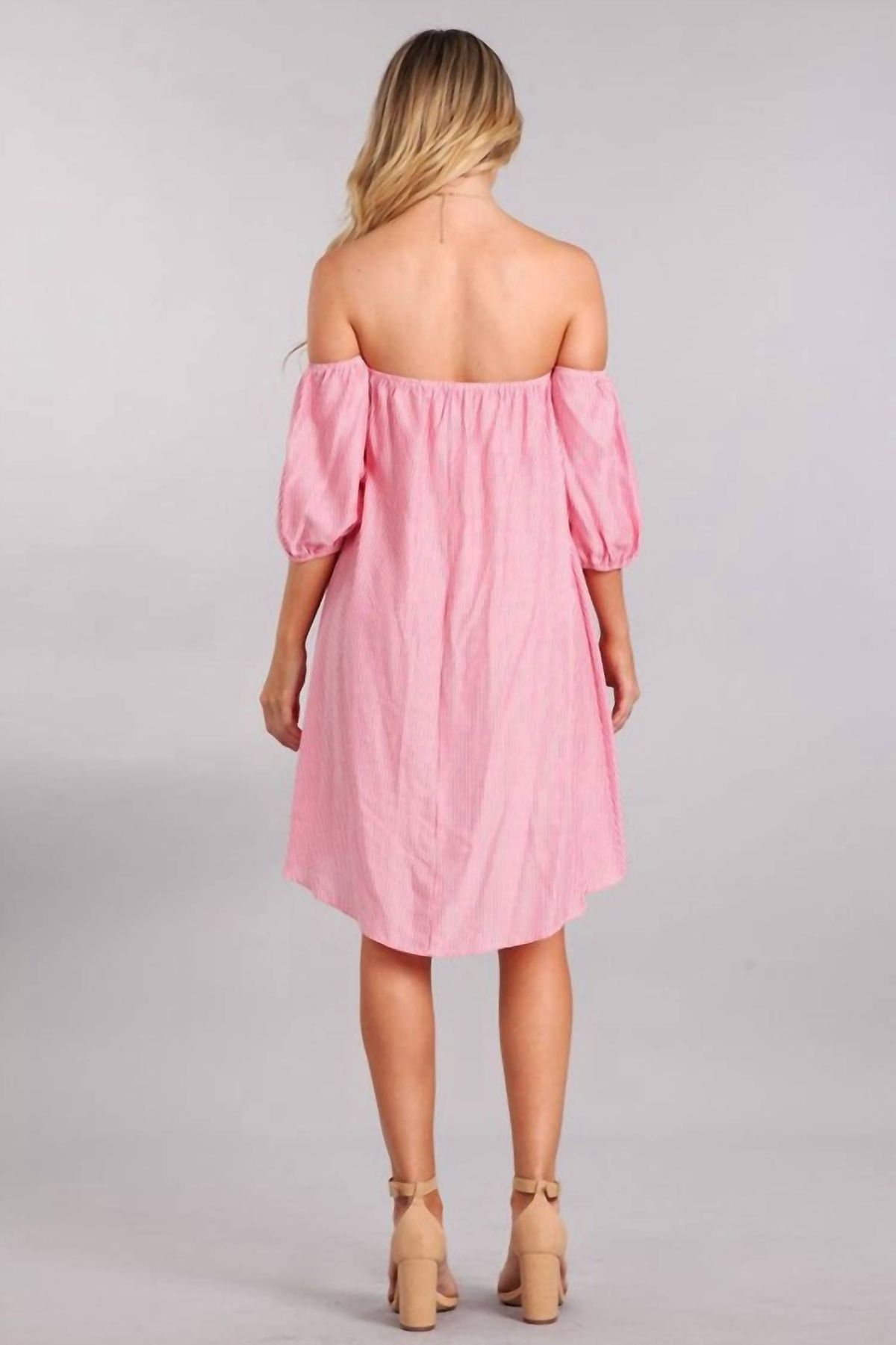 Style 1-7213619-149 CHRIS & CAROL Size L Off The Shoulder Pink Cocktail Dress on Queenly