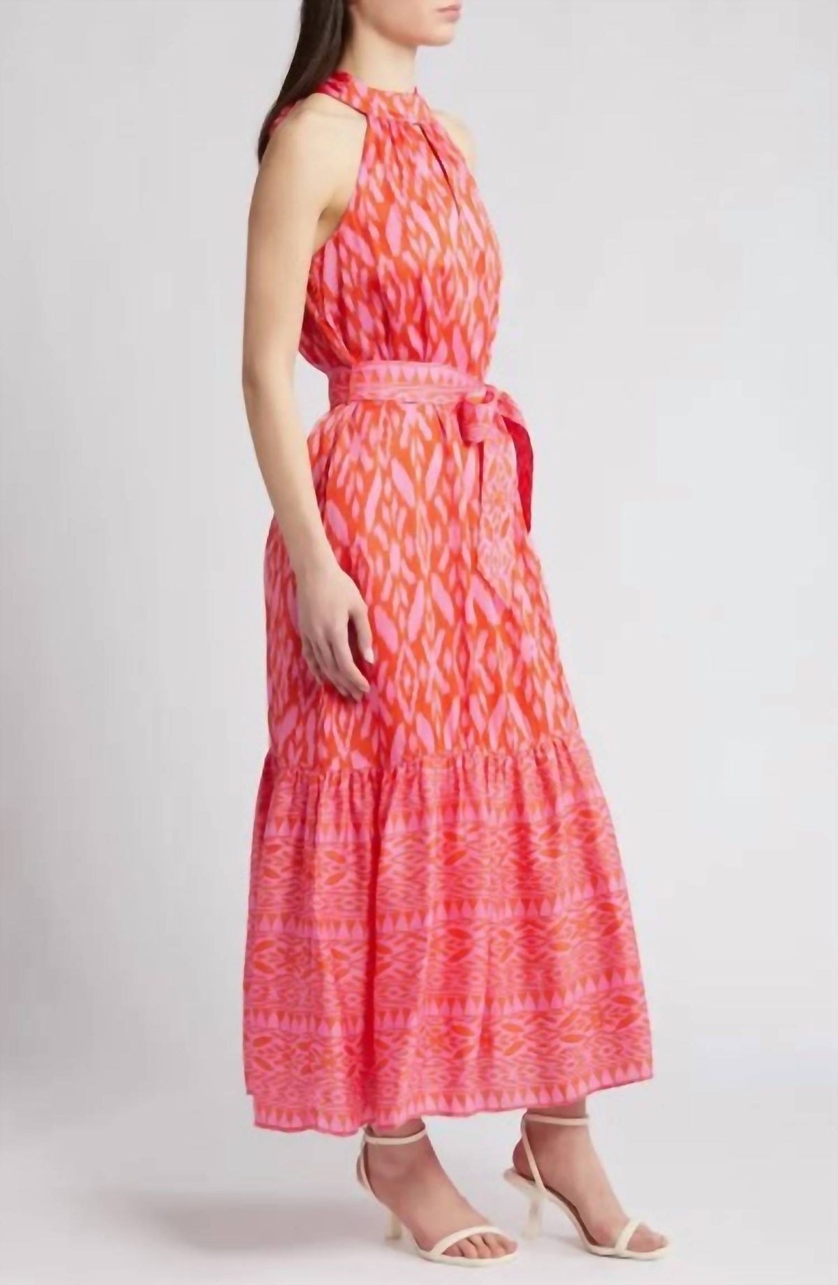 Style 1-527811327-892 Cleobella Size M Halter Orange Floor Length Maxi on Queenly