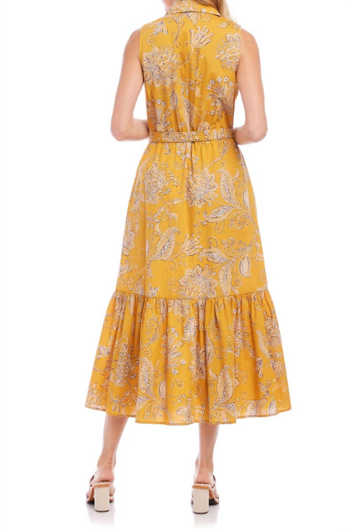 Style 1-2094949157-149 Fifteen Twenty Size L High Neck Floral Yellow Floor Length Maxi on Queenly