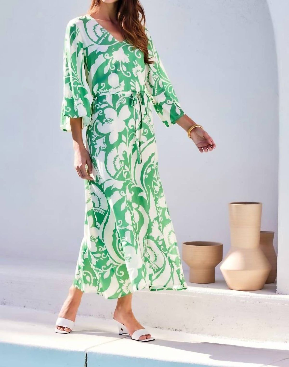 Style 1-3366679430-149 Fifteen Twenty Size L Green Floor Length Maxi on Queenly