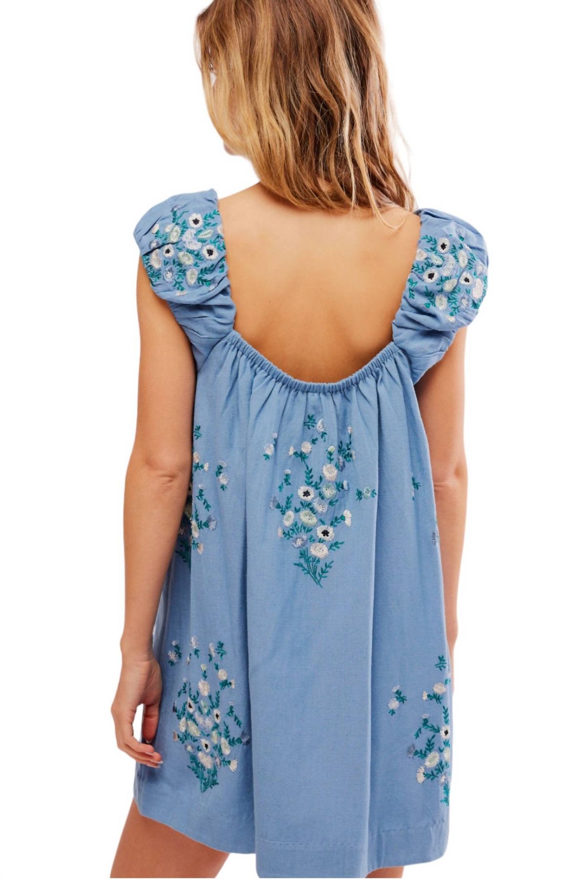 Style 1-2122708366-149 Free People Size L Floral Blue Cocktail Dress on Queenly