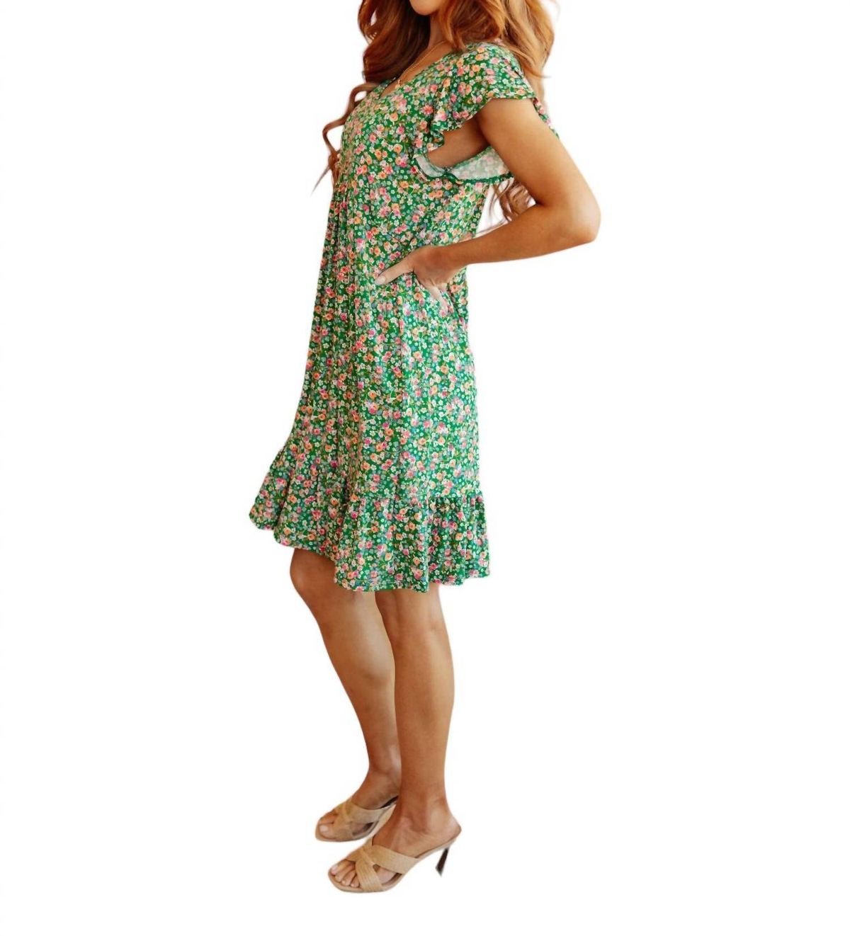 Style 1-2054380646-74 Haptics Size S Floral Green Cocktail Dress on Queenly