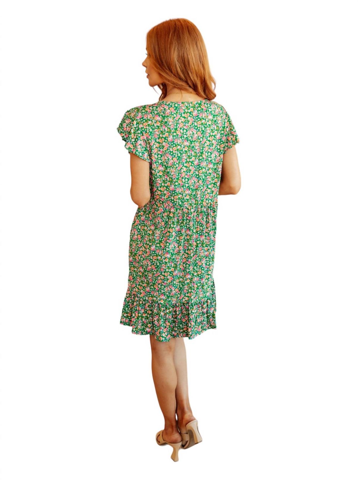 Style 1-2054380646-74 Haptics Size S Floral Green Cocktail Dress on Queenly