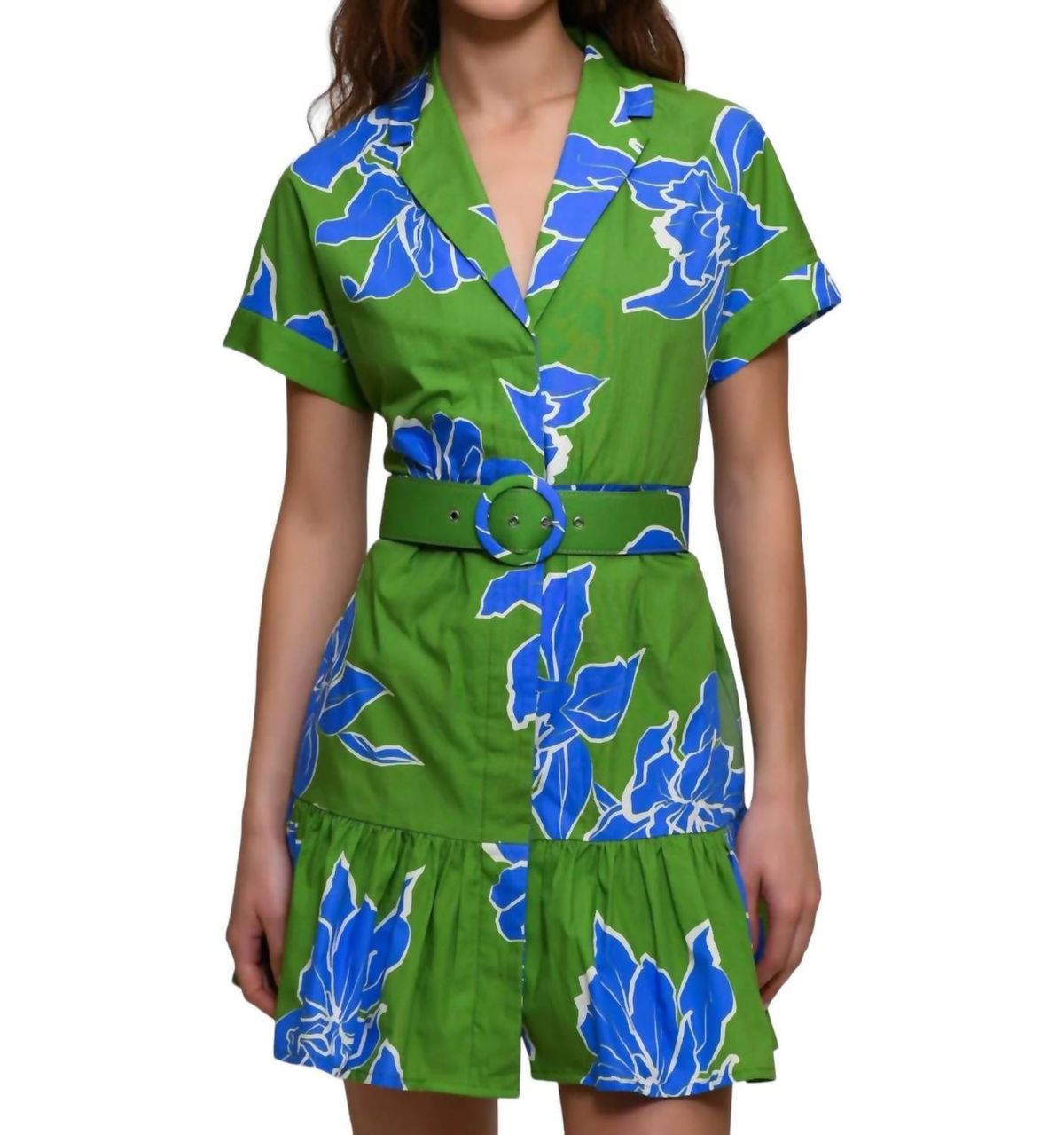 Style 1-3376446334-74 hutch Size S High Neck Floral Green Cocktail Dress on Queenly