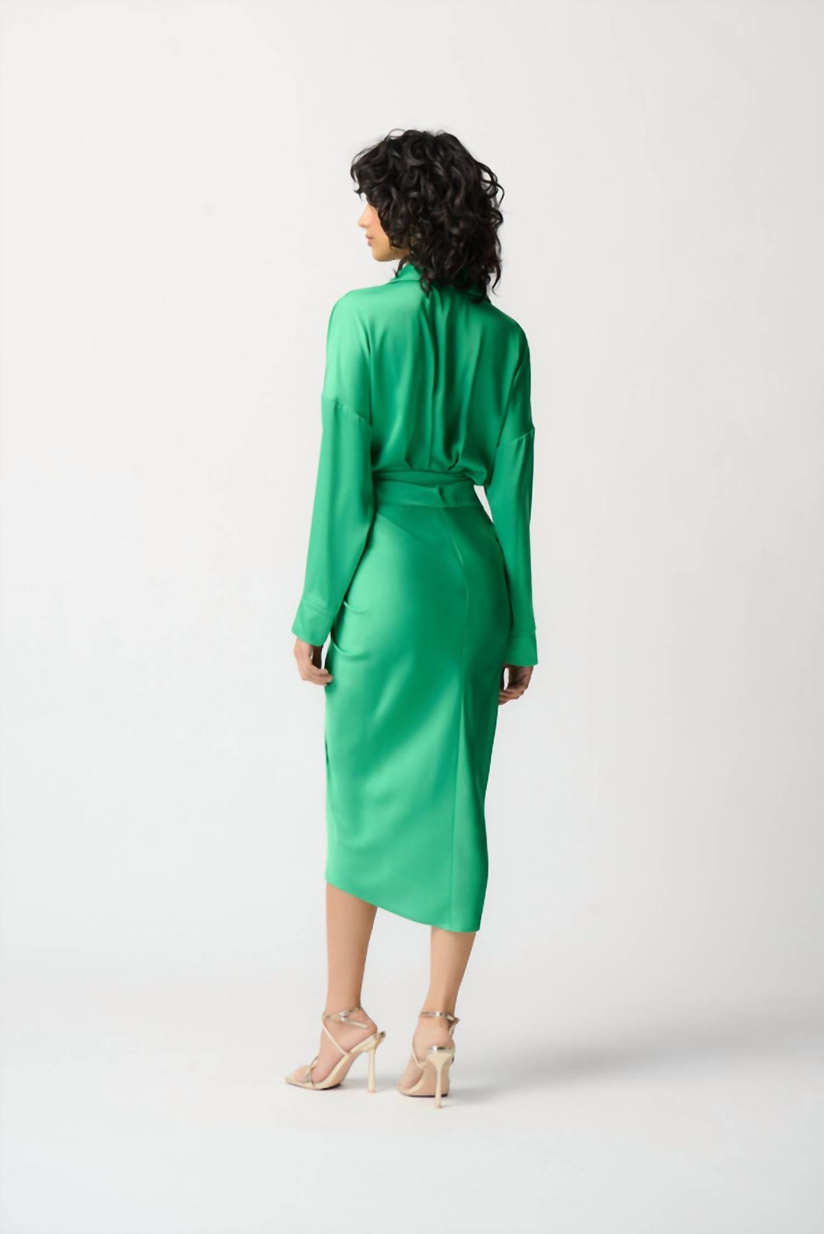 Style 1-689413296-1498 Joseph Ribkoff Size 4 Long Sleeve Green Cocktail Dress on Queenly