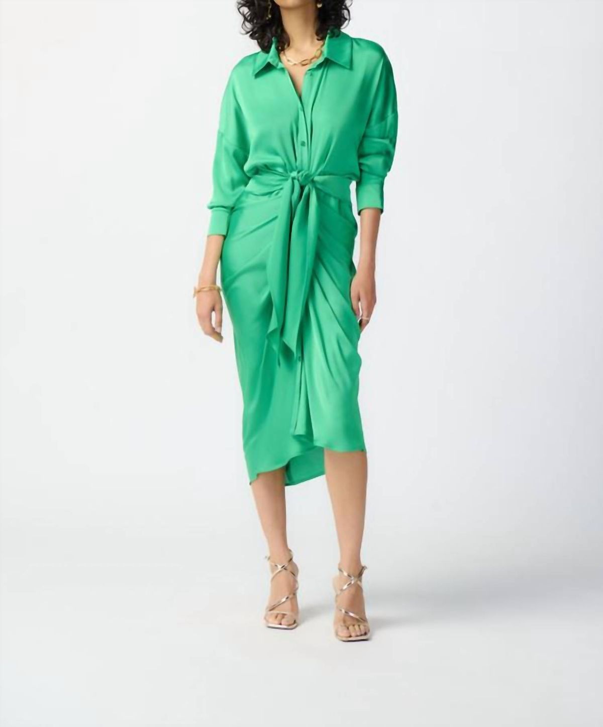 Style 1-689413296-1498 Joseph Ribkoff Size 4 Long Sleeve Green Cocktail Dress on Queenly