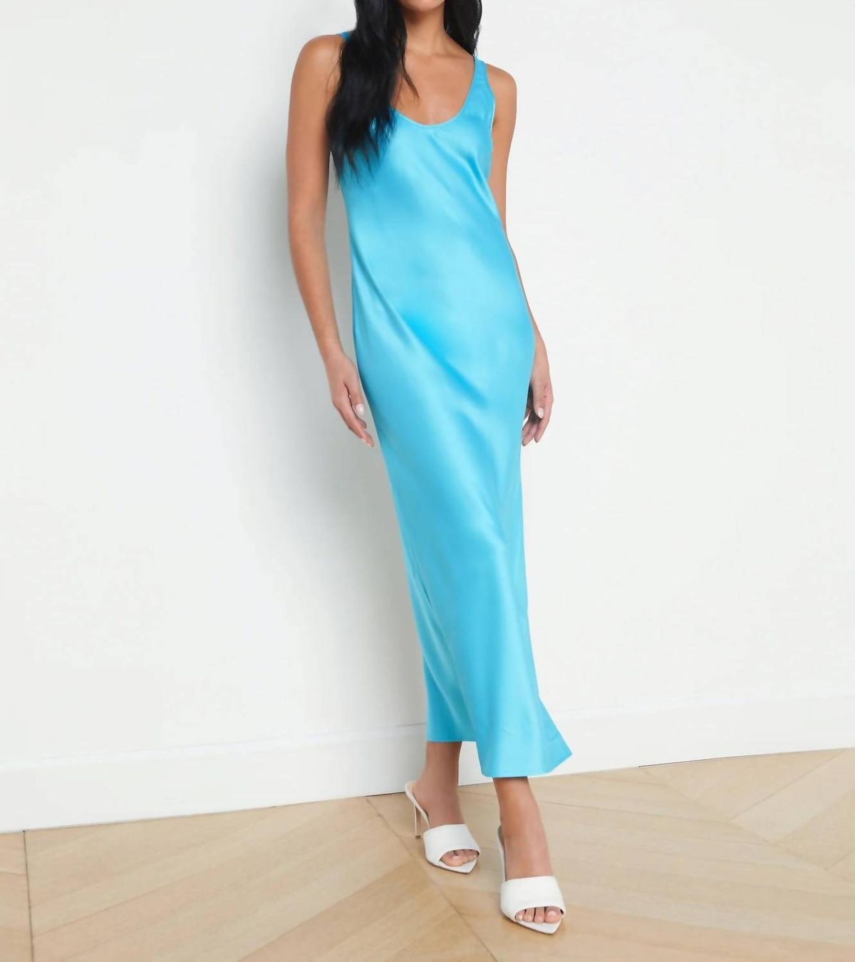 Style 1-3765622901-149 L'Agence Size L Blue Floor Length Maxi on Queenly