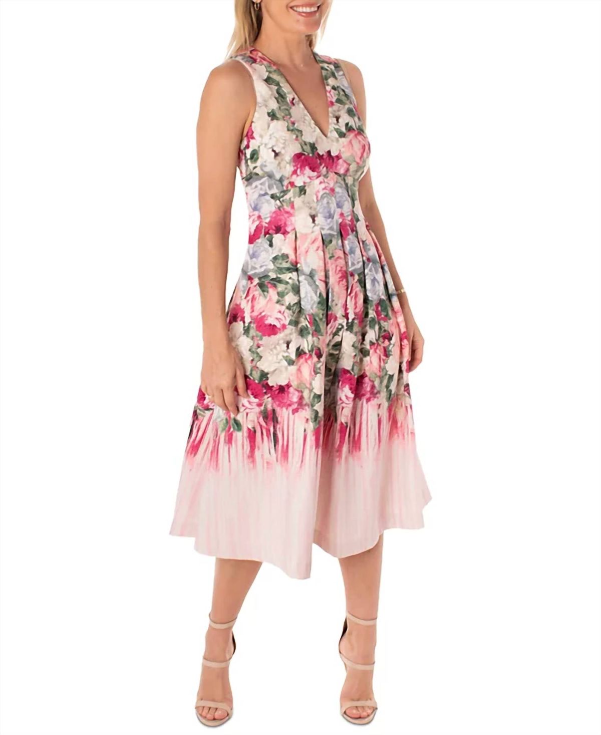 Style 1-1029805236-1498 Maison Tara Size 4 Floral Pink Cocktail Dress on Queenly