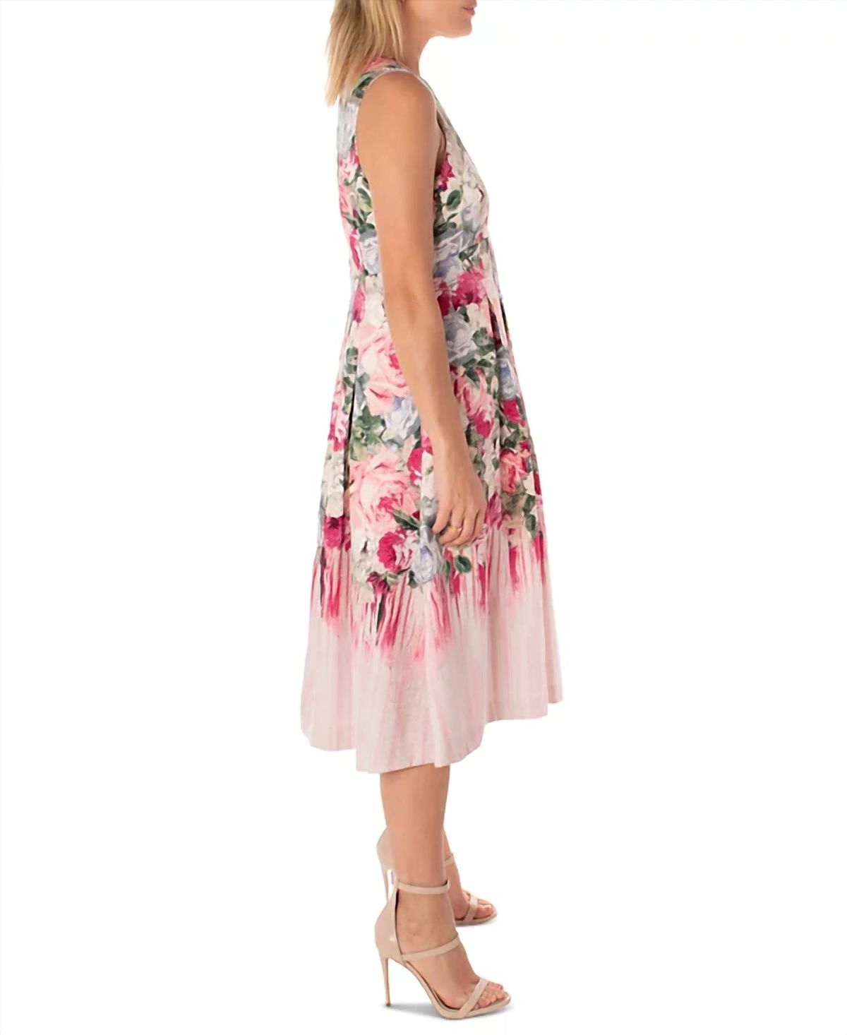 Style 1-1029805236-1498 Maison Tara Size 4 Floral Pink Cocktail Dress on Queenly