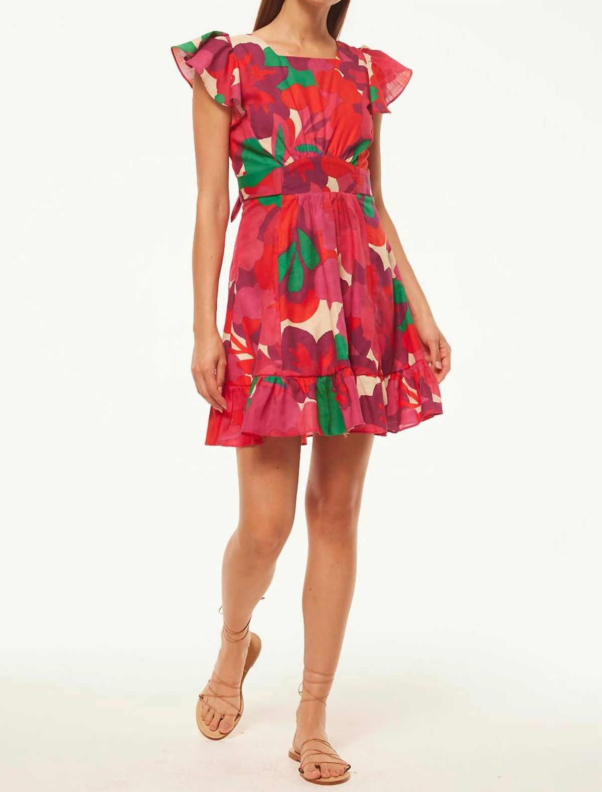 Style 1-2602915934-892 Misa Los Angeles Size M Cap Sleeve Floral Red Cocktail Dress on Queenly