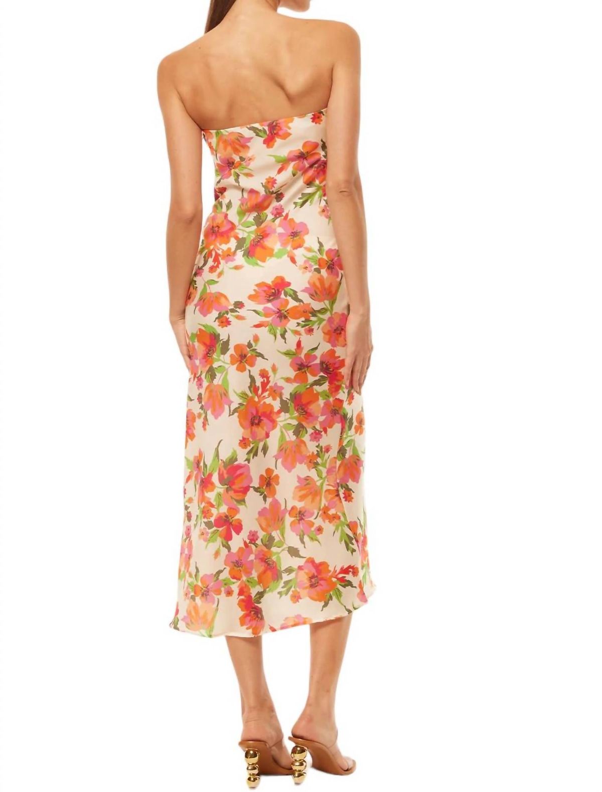 Style 1-2917536221-74 Misa Los Angeles Size S Strapless Floral Nude Cocktail Dress on Queenly