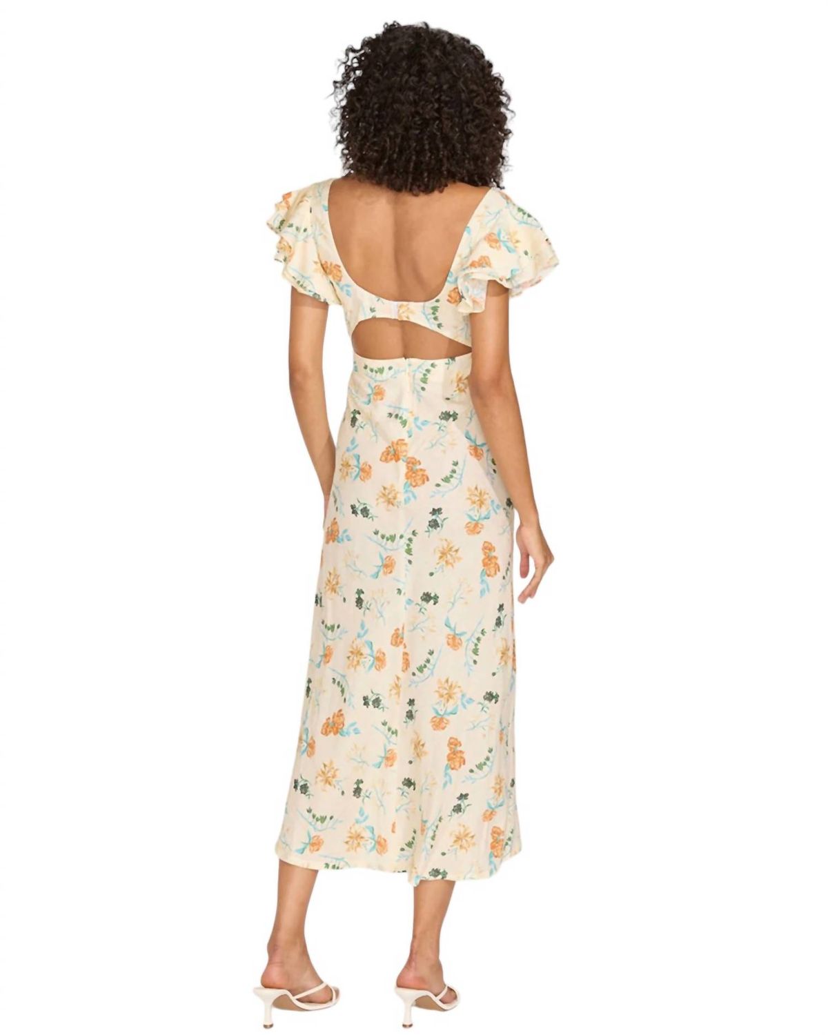 Style 1-354992316-74 SOLID & STRIPED Size S Cap Sleeve Floral Nude Cocktail Dress on Queenly