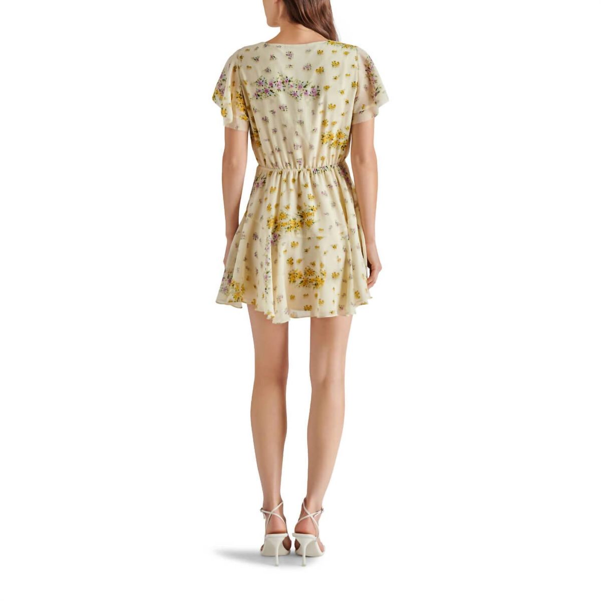 Style 1-2526904874-74 STEVE MADDEN Size S Floral Yellow Cocktail Dress on Queenly