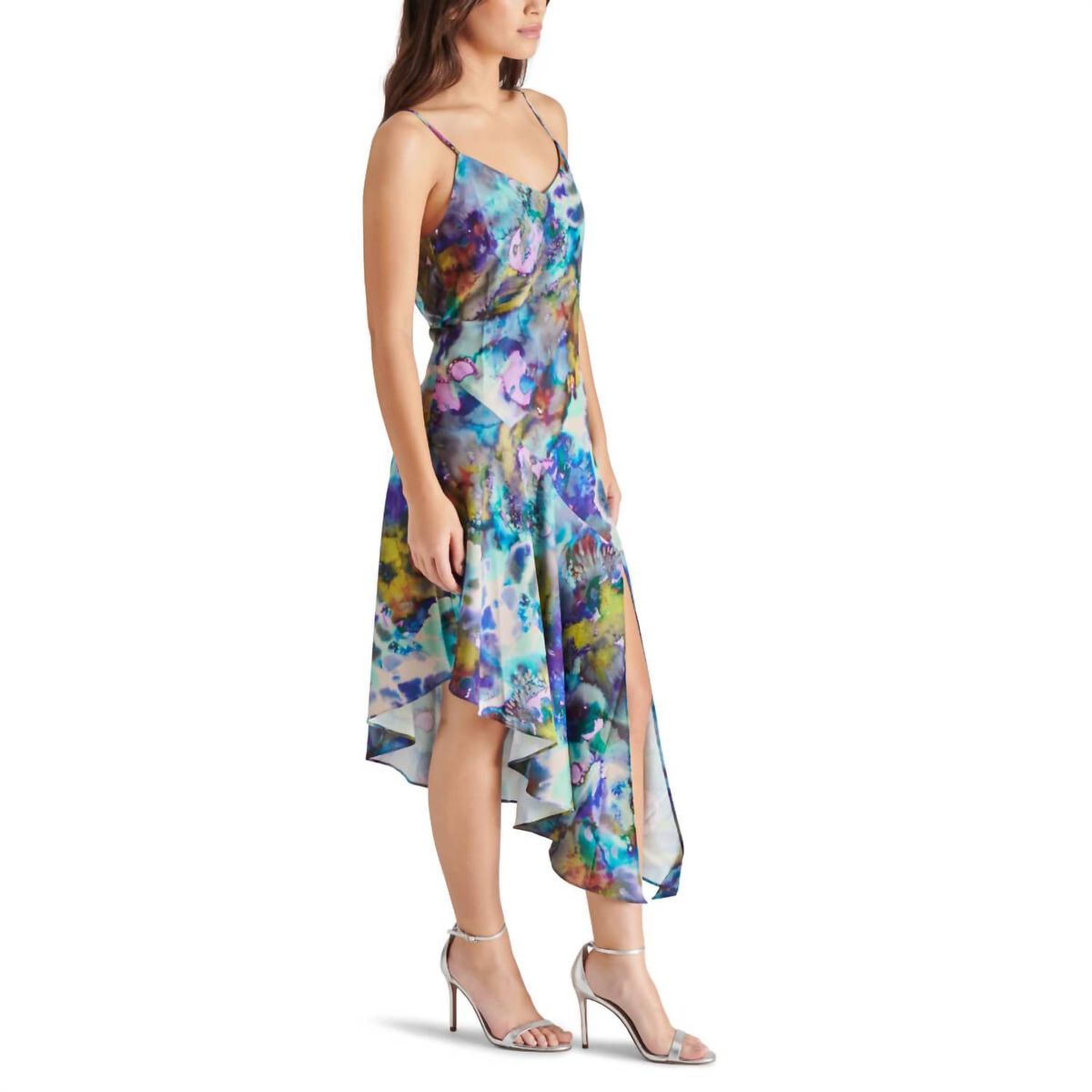 Style 1-2866328385-74 STEVE MADDEN Size S Floral Blue Cocktail Dress on Queenly