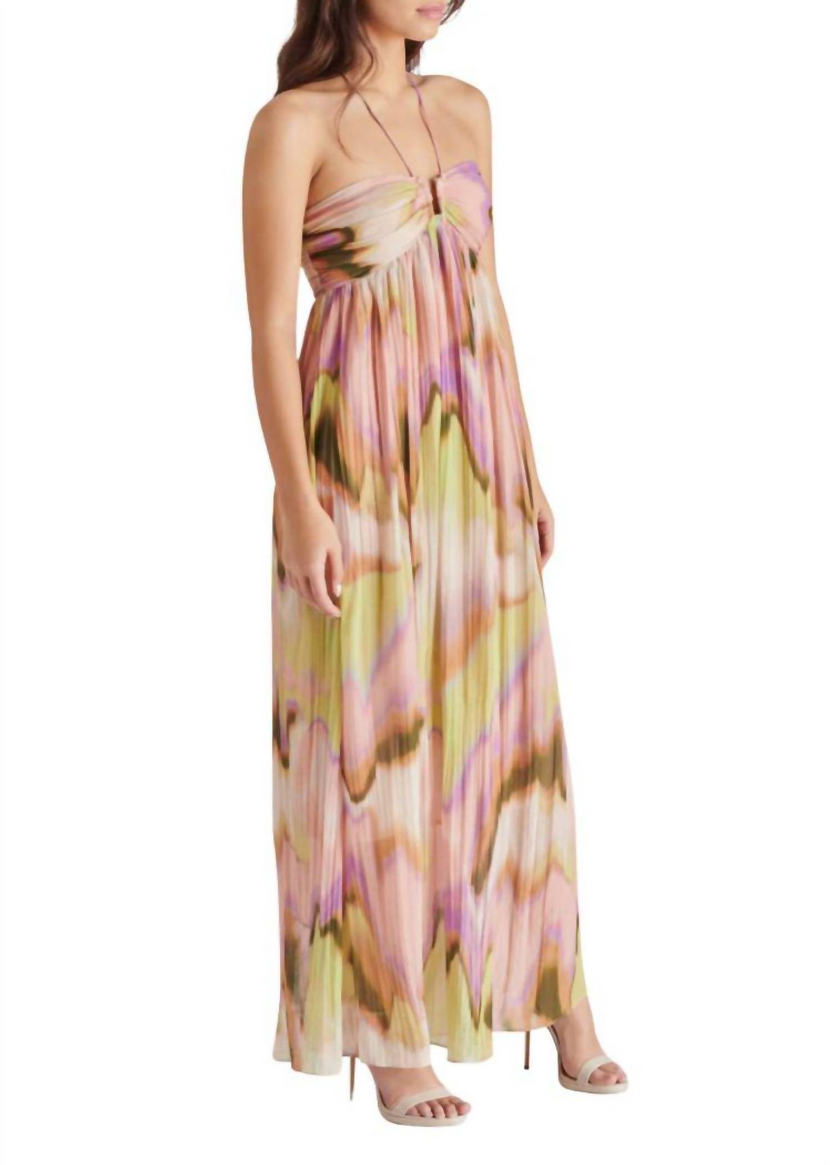 Style 1-309333445-74 STEVE MADDEN Size S Halter Pink Floor Length Maxi on Queenly