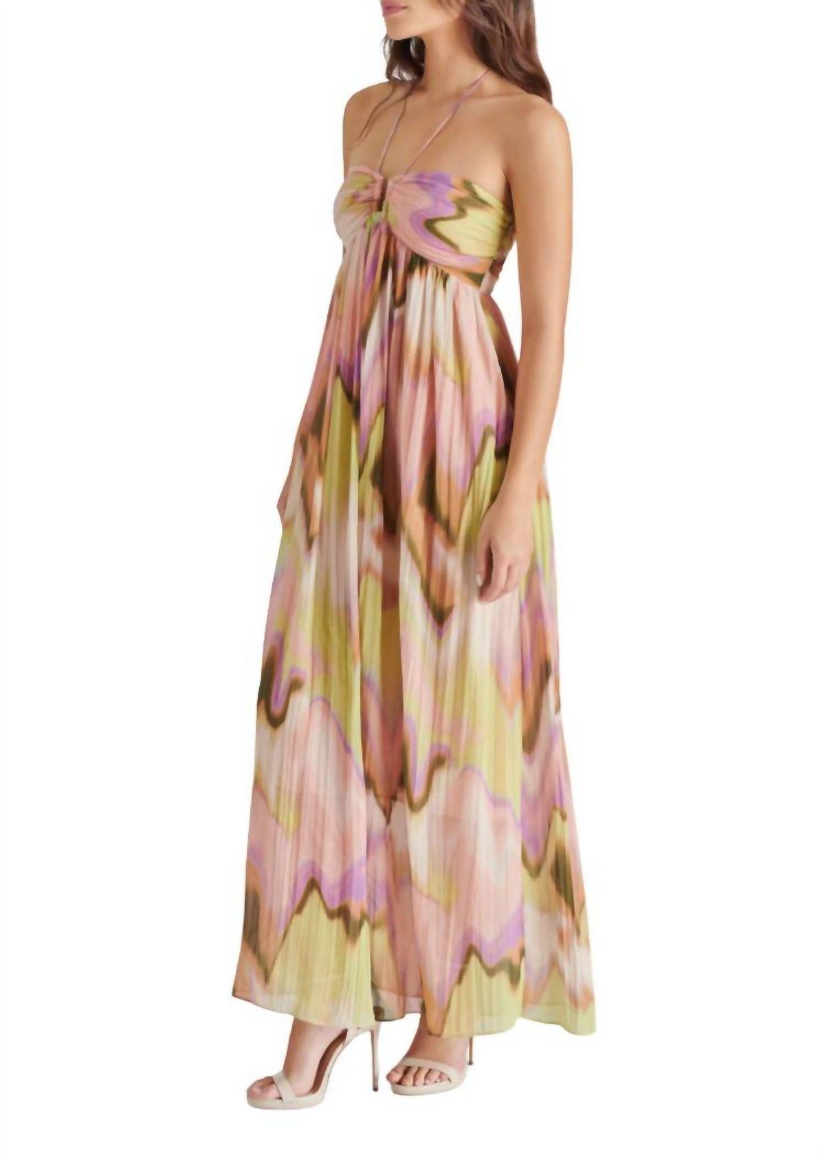 Style 1-309333445-74 STEVE MADDEN Size S Halter Pink Floor Length Maxi on Queenly