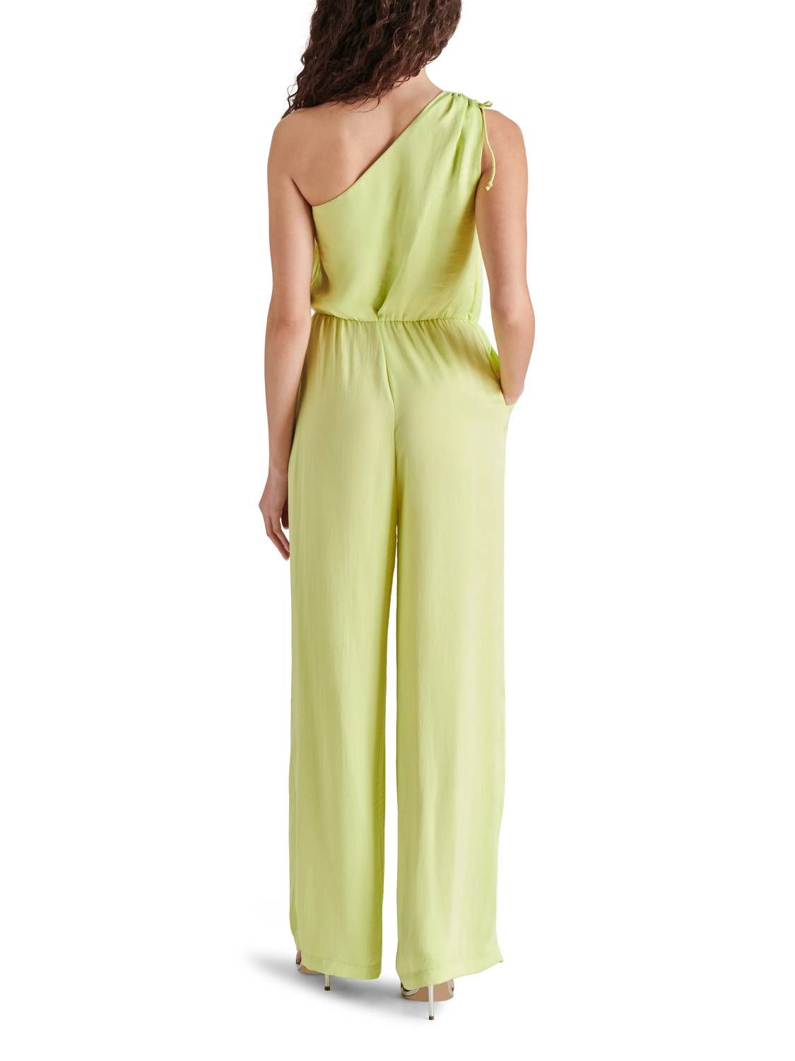 Style 1-388846902-70 STEVE MADDEN Size XS One Shoulder Sequined Green Formal Jumpsuit on Queenly