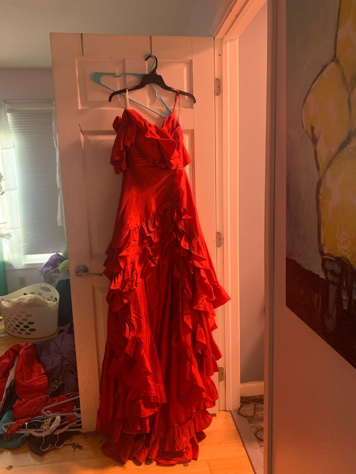 Sherri Hill Size 2 Prom One Shoulder Red Ball Gown on Queenly